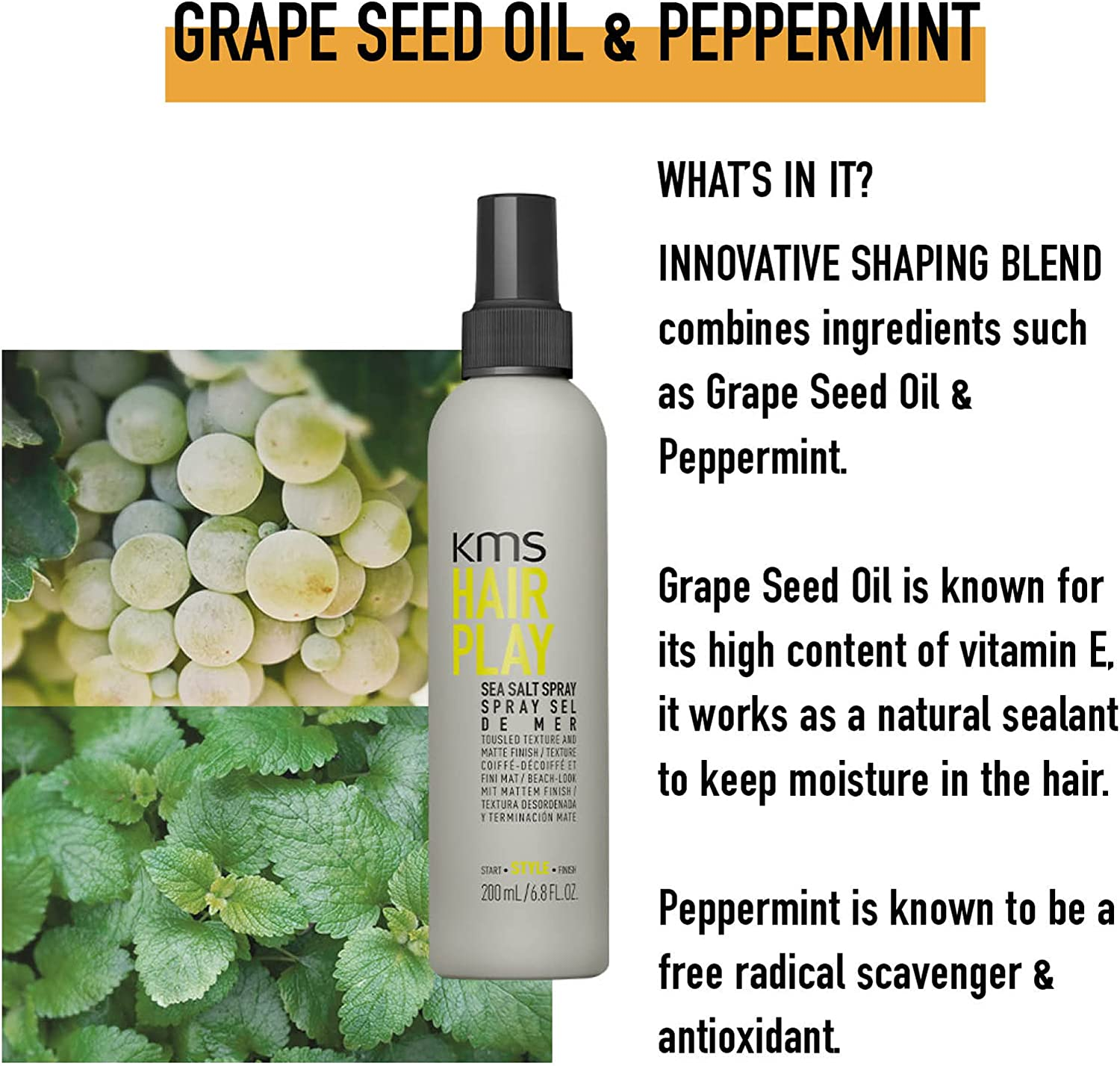 KMS Hair Play Sea Salt Spray 200 Ml image number 1