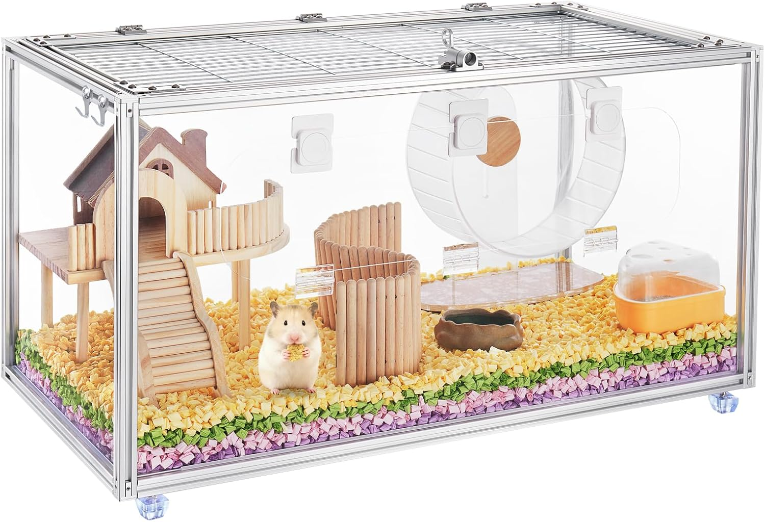 Chewproof T Slot 2020 Aluminum Profile Hamster Cage,360&deg; Transparent Ventilated Small Animal Cage,Standard Aluminum Profiles for Diy,Hamster Habitat for Guinea Pigs,Rats,Small Animals image number 3