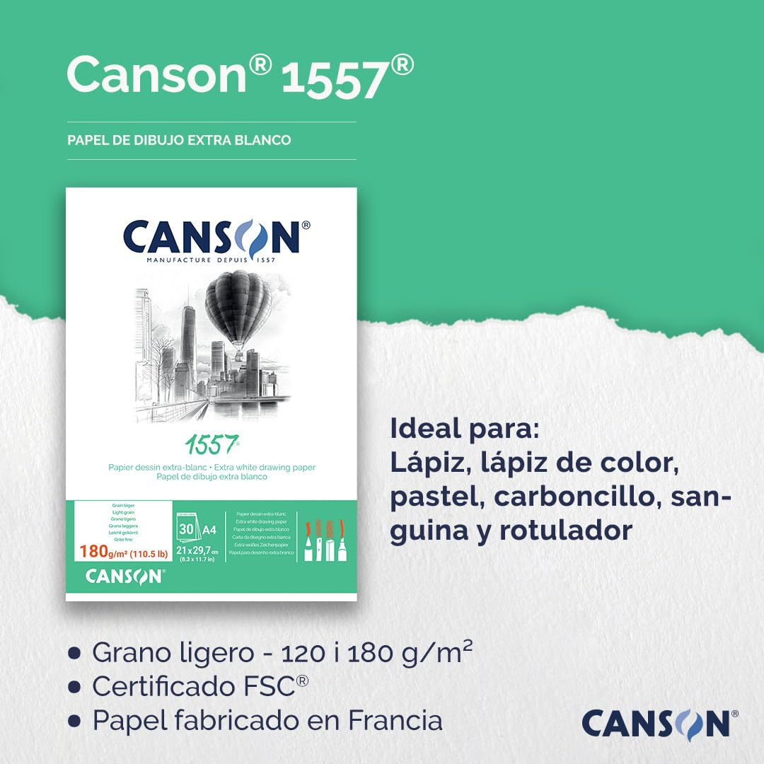 Canson A5 30 Sheet 180Gsm (85Lbs) White Fine Paper