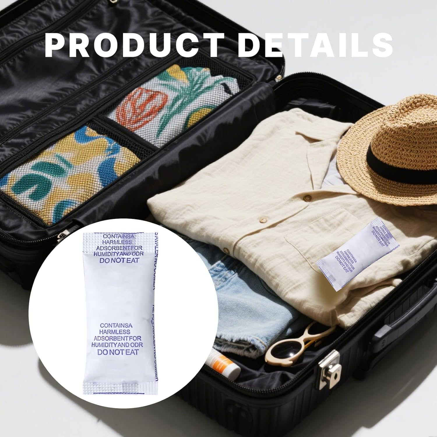 100 Pack 1G Each Reusable Moisture Absorber Desiccant Sachets, Perfect for Food and Electronics Storage, Tyvek Dust-Free, Odorless, and Non-Toxic Solution for Optimal Humidity Control and Preservation image number 1