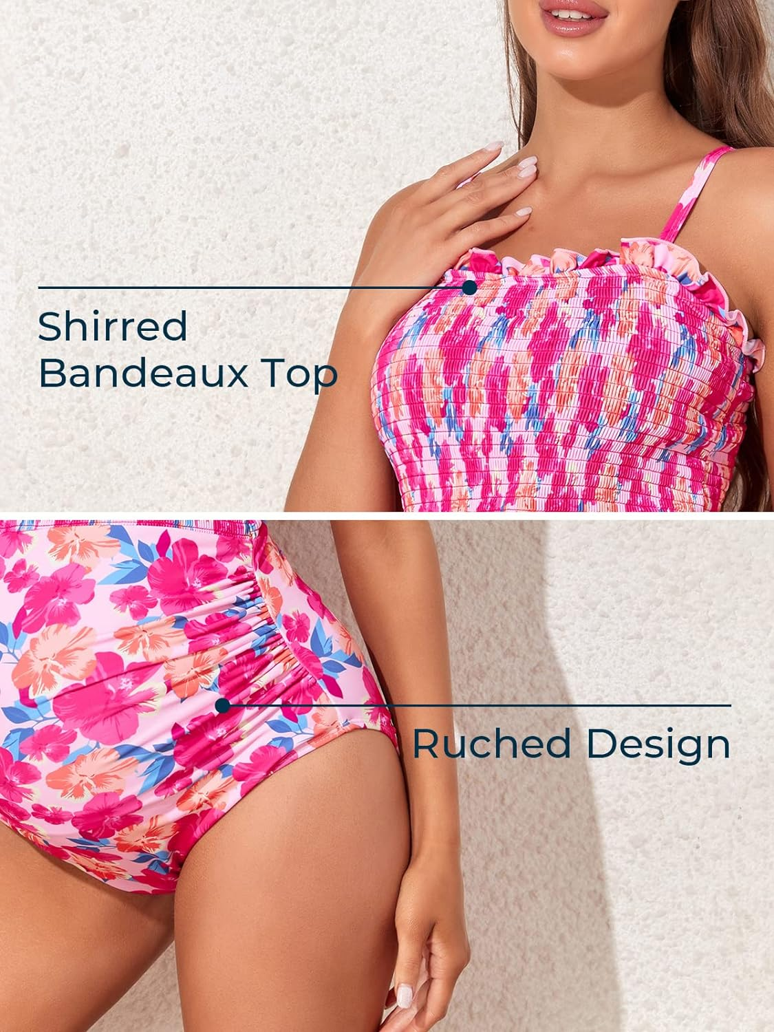 Summer Mae Maternity Shirred Bandeaux One Piece Swimsuit Cinched Ruched Pregnancy Bathing Suit Monokini image number 1