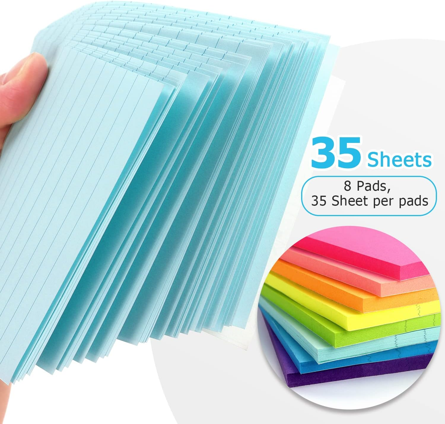 Eastern Wolf 8 Pads Lined Sticky Notes 4X6 Sticky Notes with Lines Self-Stick Note Pads 8 Bright Multi Colors, 35 Sheet/Pad image number 4