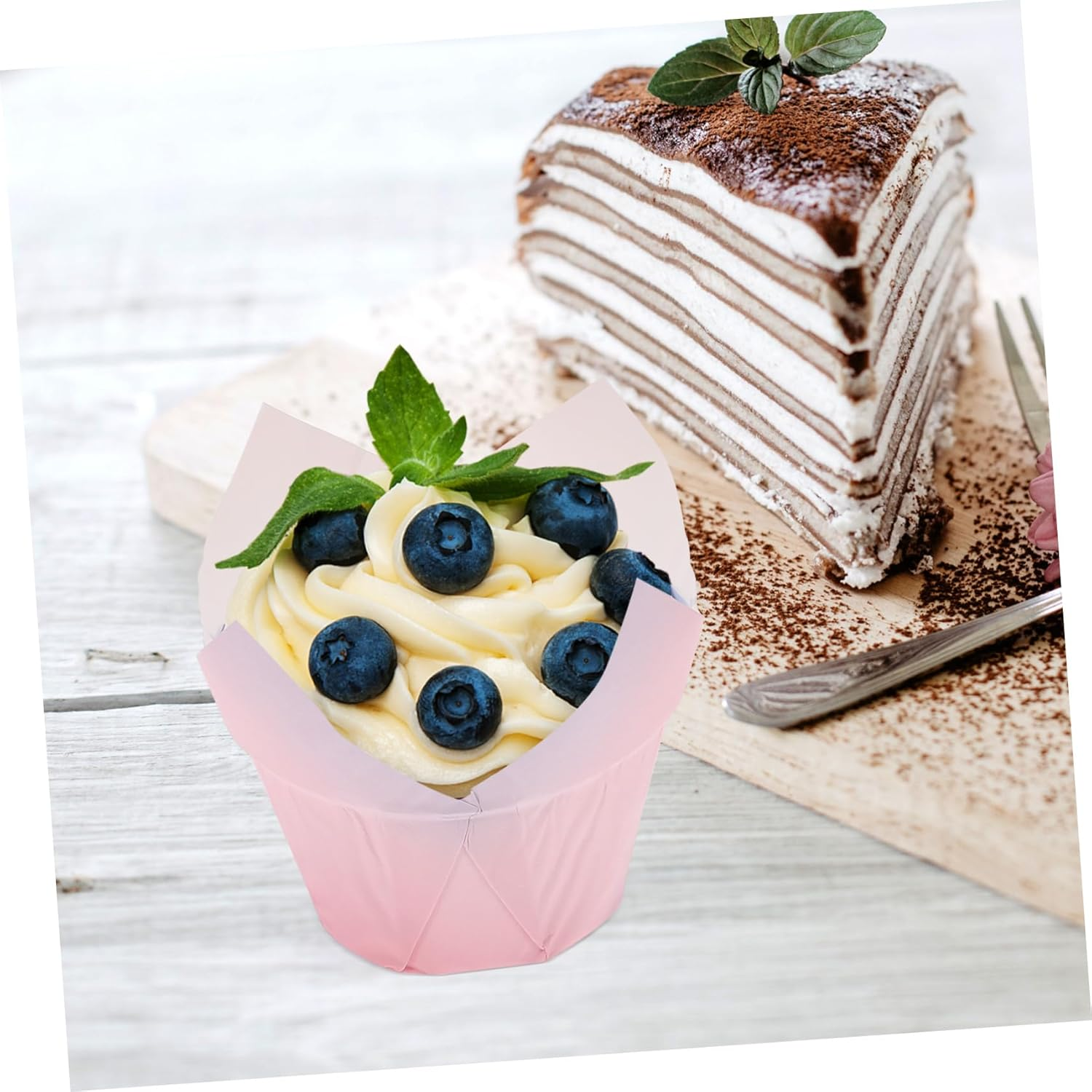 50 Pack Tulip Cupcake Liners Baking Cups Paper Muffin Liners Elegant for Celebrations Baking Needs image number 4