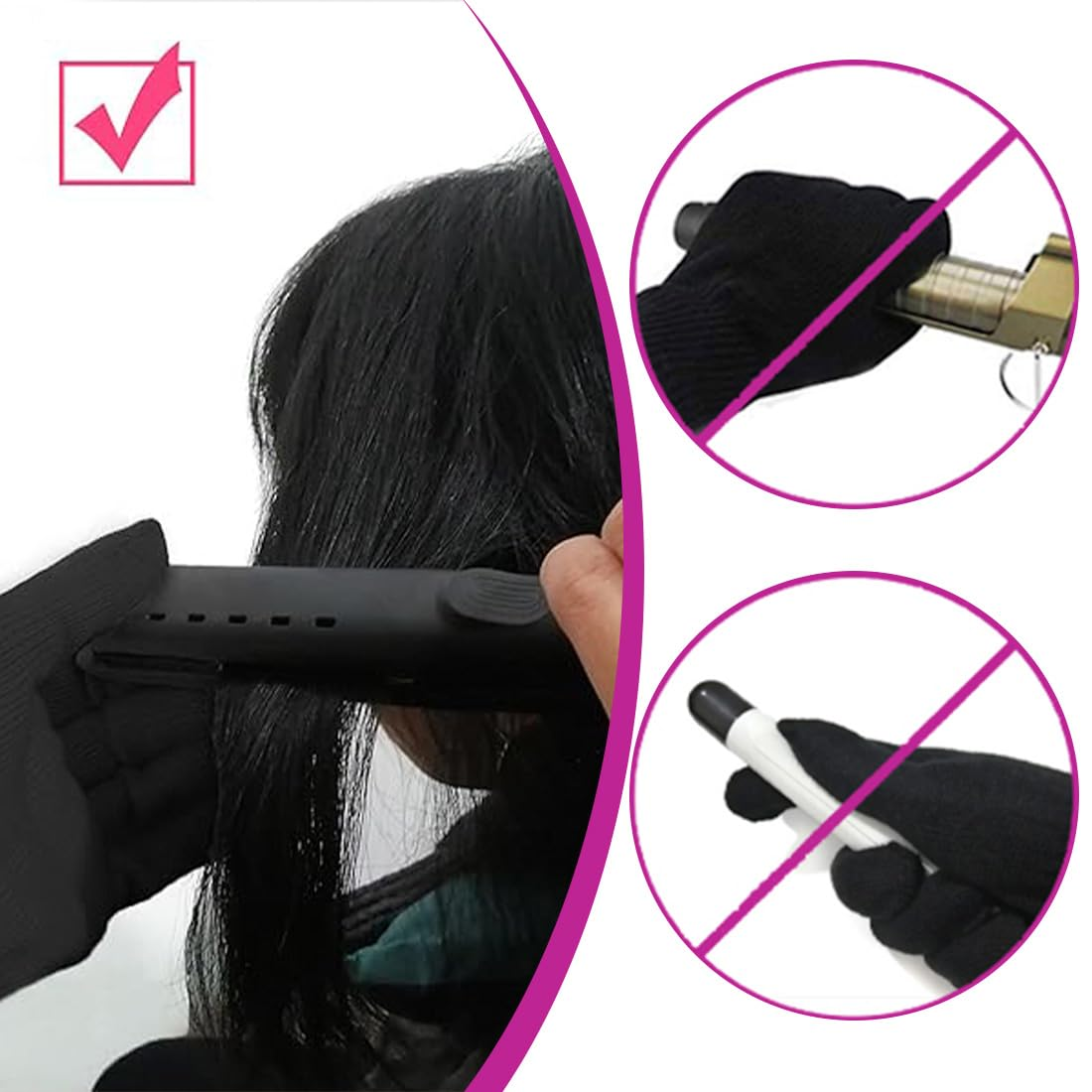 UEAVOID 1 X Heat Resistant Gloves Heat Protection Glove Curling Iron Soft Heat Protection Gloves for Heat Straighteners Hair Tools (Black)