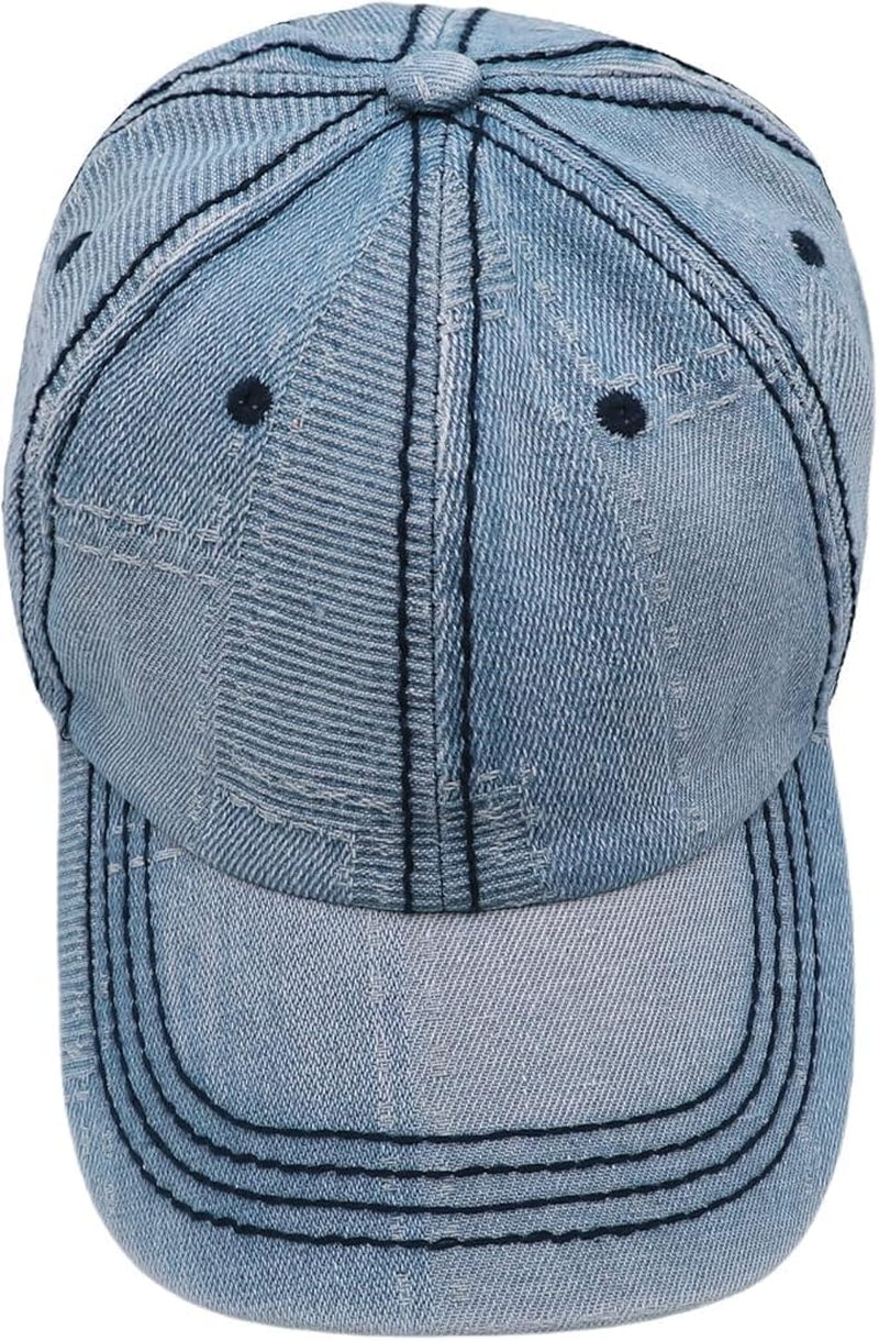 Irregular Splicing Denim Baseball Cap for Women Adjustable Outdoors Sun Cap image number 3