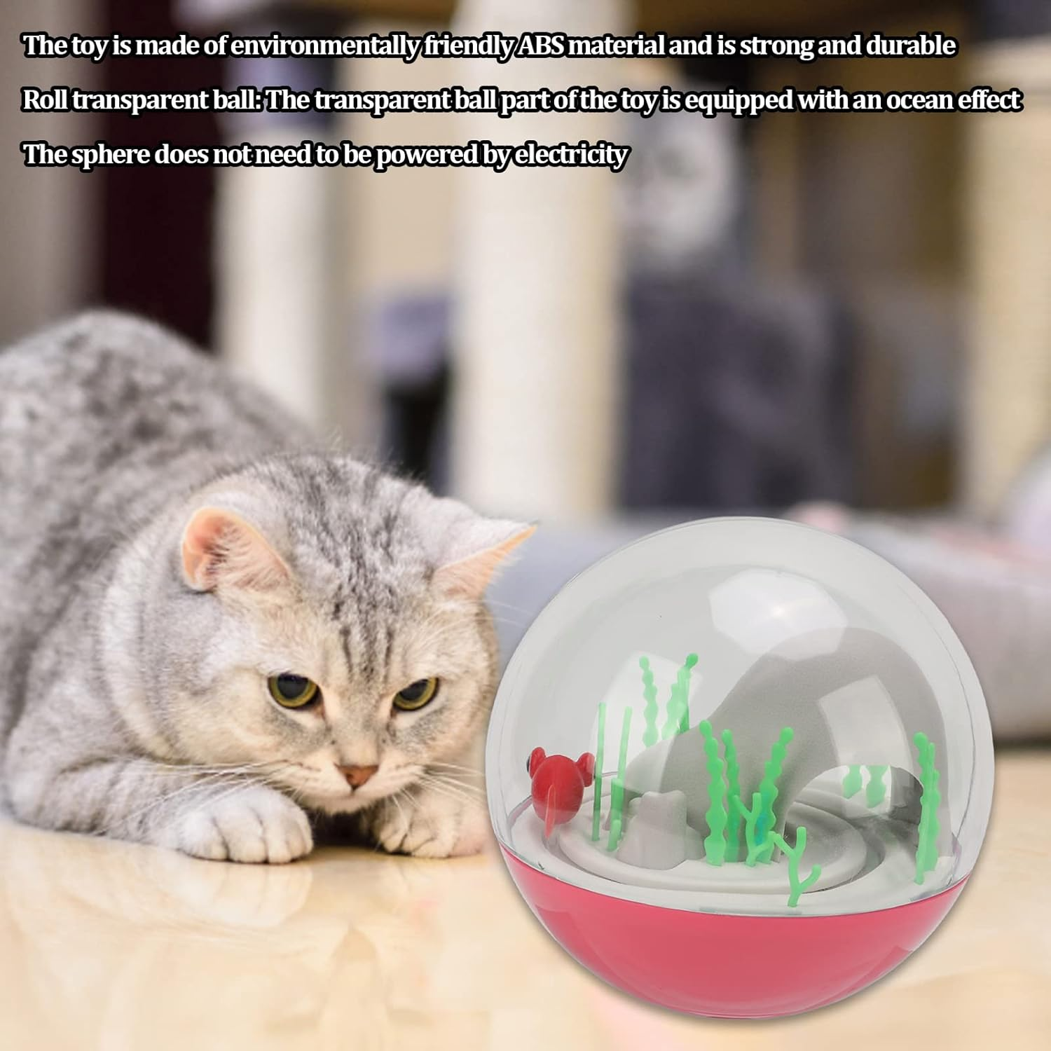 Cat Ocean Ball Toy, Fish Rotation Chasing Interactive Electric Cat Ocean Ball, Automatic Cat Toy Electric Fish Funny Cat Toy for Cats Kitten (Pink) image number 1