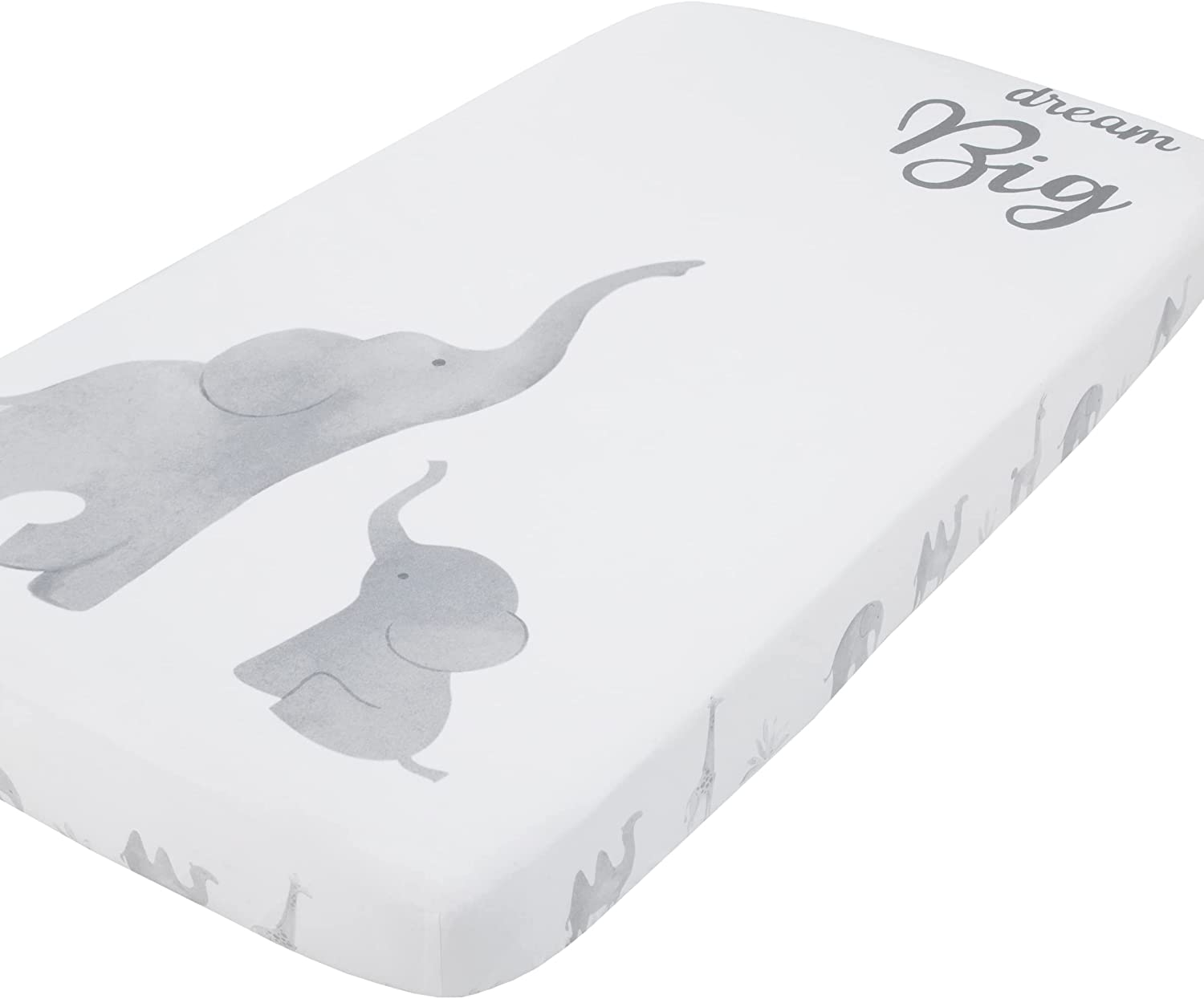 Nojo Elephant Tribe Grey and White 100% Cotton Photo Op Fitted Crib Sheet image number 1