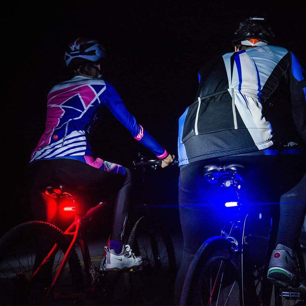 2 Pack Rear Bike Tail Light, Ultra Bright USB Rechargeable Bicycle Taillights, Red/Blue High Intensity Led Accessories Fits on Any Bike or Helmet. Easy to Install for Cycling Safety image number 5