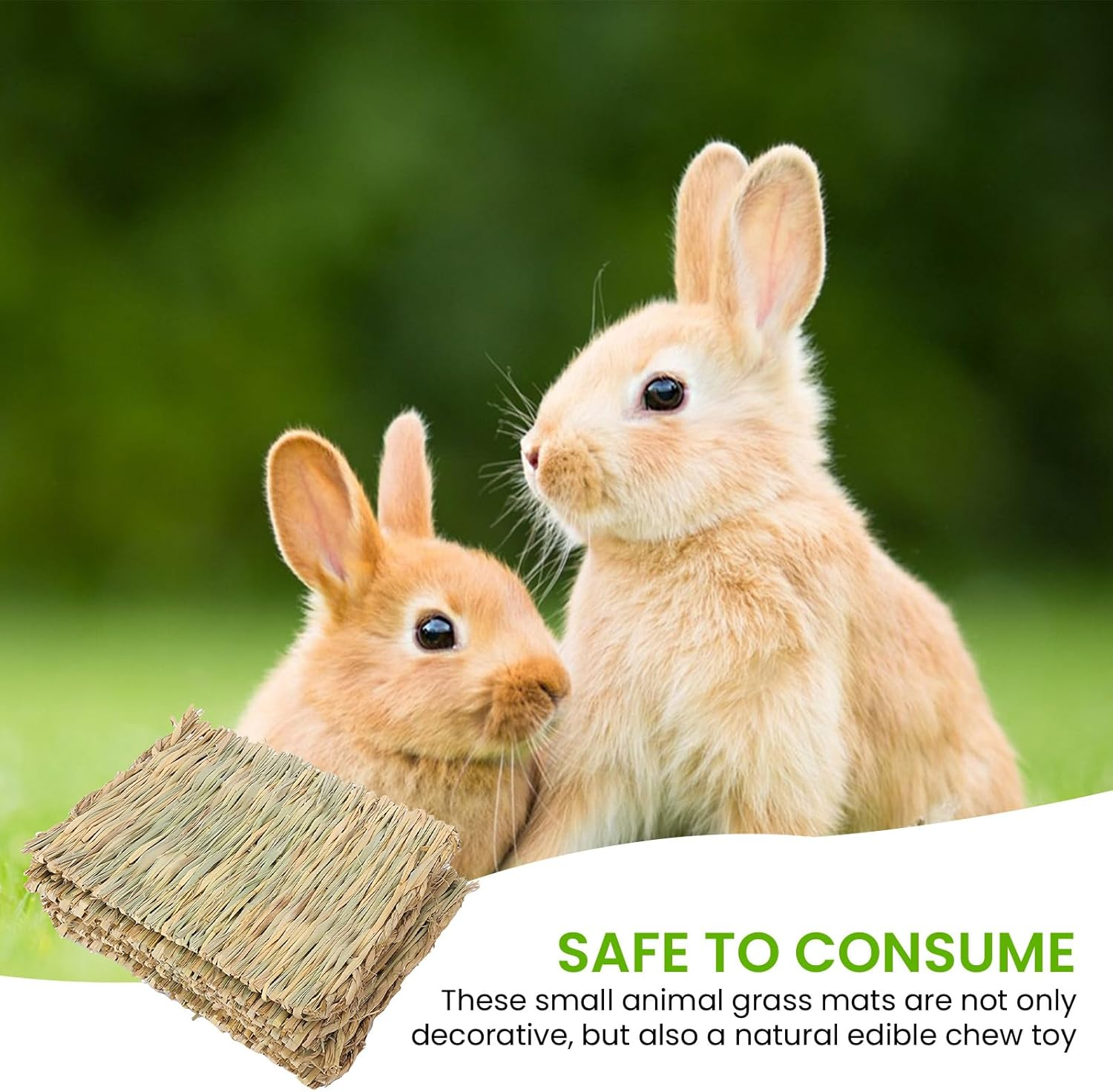 GBKDQQ Pack of 8 Small Animal Grass Mats, 28 X 20 Cm Woven Grass Mat, Rabbit Bed, Naturally Safe and Edible, Animal Chew Toy for Guinea Pigs, Rabbits, Hamsters, Mice