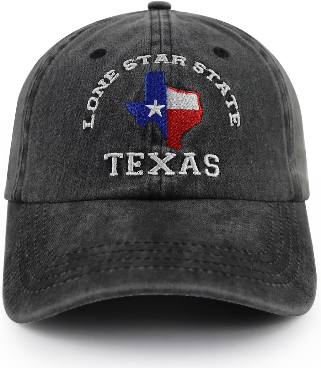 Texas Flag Hats for Men Women,Funny Adjustable Cotton Embroidered Lone Star State Baseball Cap