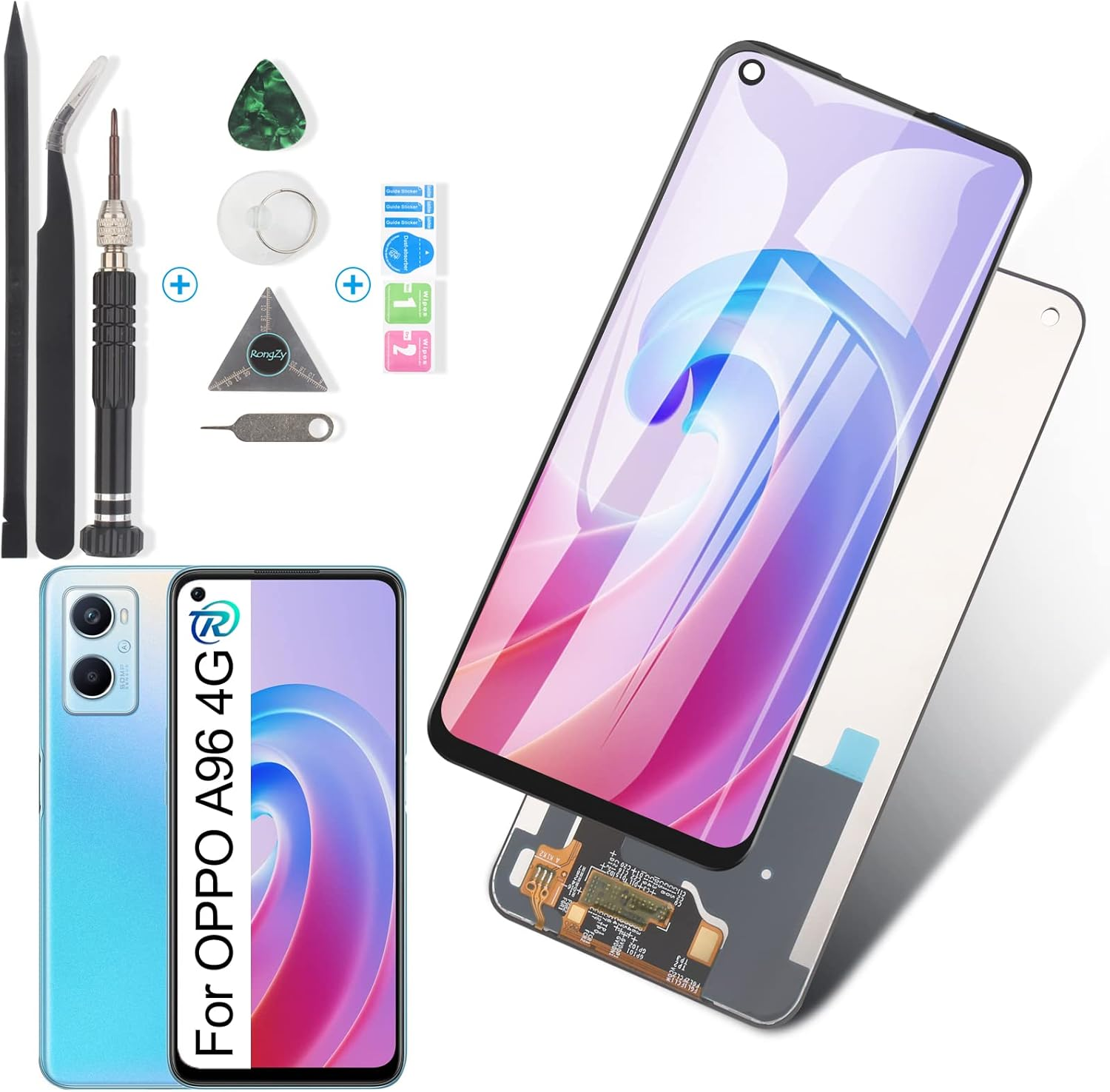 Rongzy LCD Display for Oppo A96 4G CPH2333 Touchscreen and LCD Screen Replacement with Repair Tools Kit (6.59 Inches, Black)