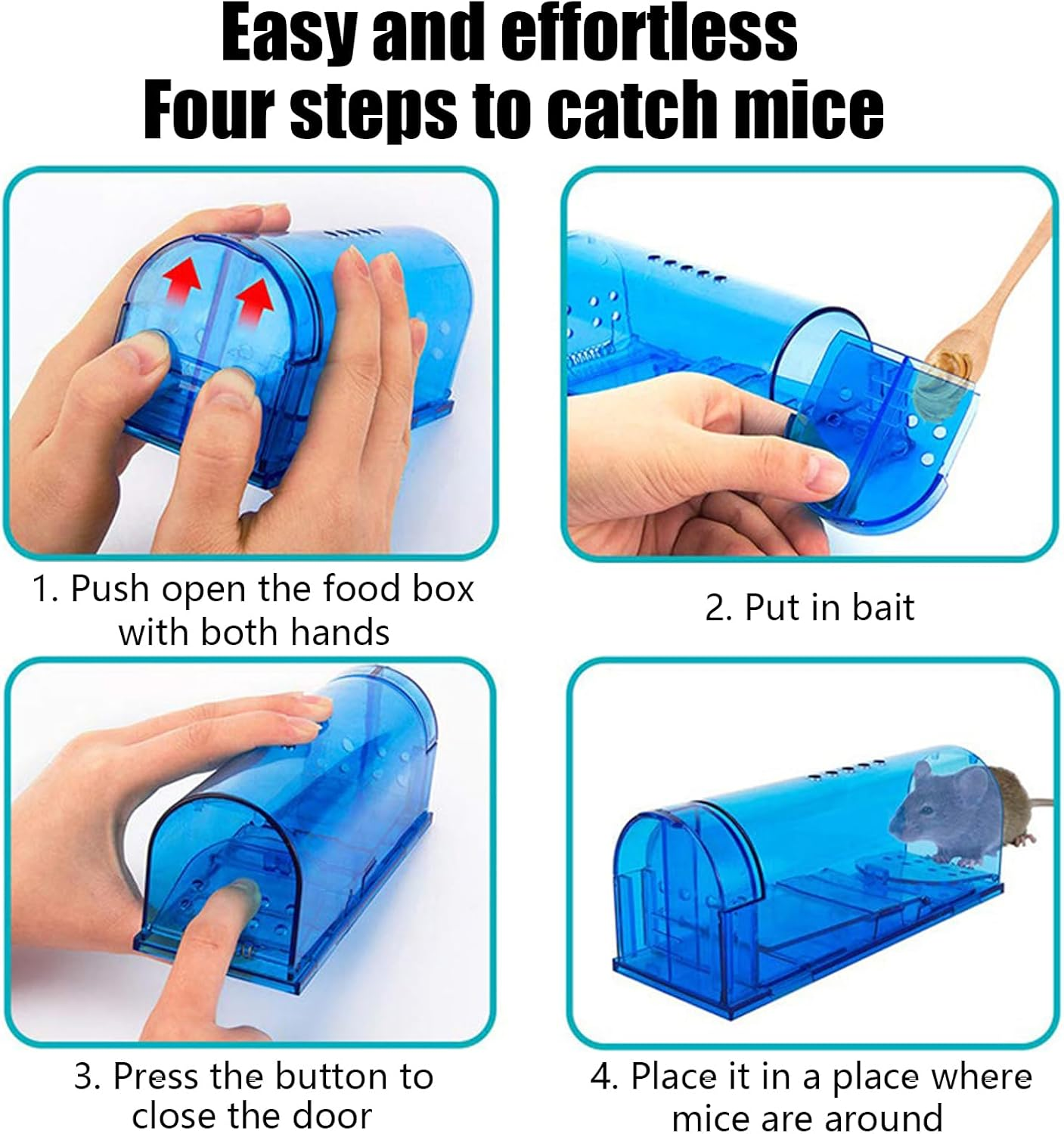 2 Packs of Humane Mouse Traps, the Internal Mouse Trap Can Capture and Release, Can Be Reused, Suitable for Small Rodents, Voles, Hamsters, Moles