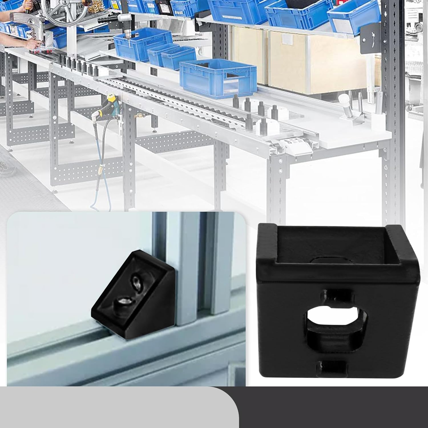 LT Easiyl 25Pcs Extruded Aluminum Profile Black Aluminum Profile Corner Right Angle Connectors for Large Enclosure Heavy Duty Frame Workbench Connection 20X20X17Mm image number 2