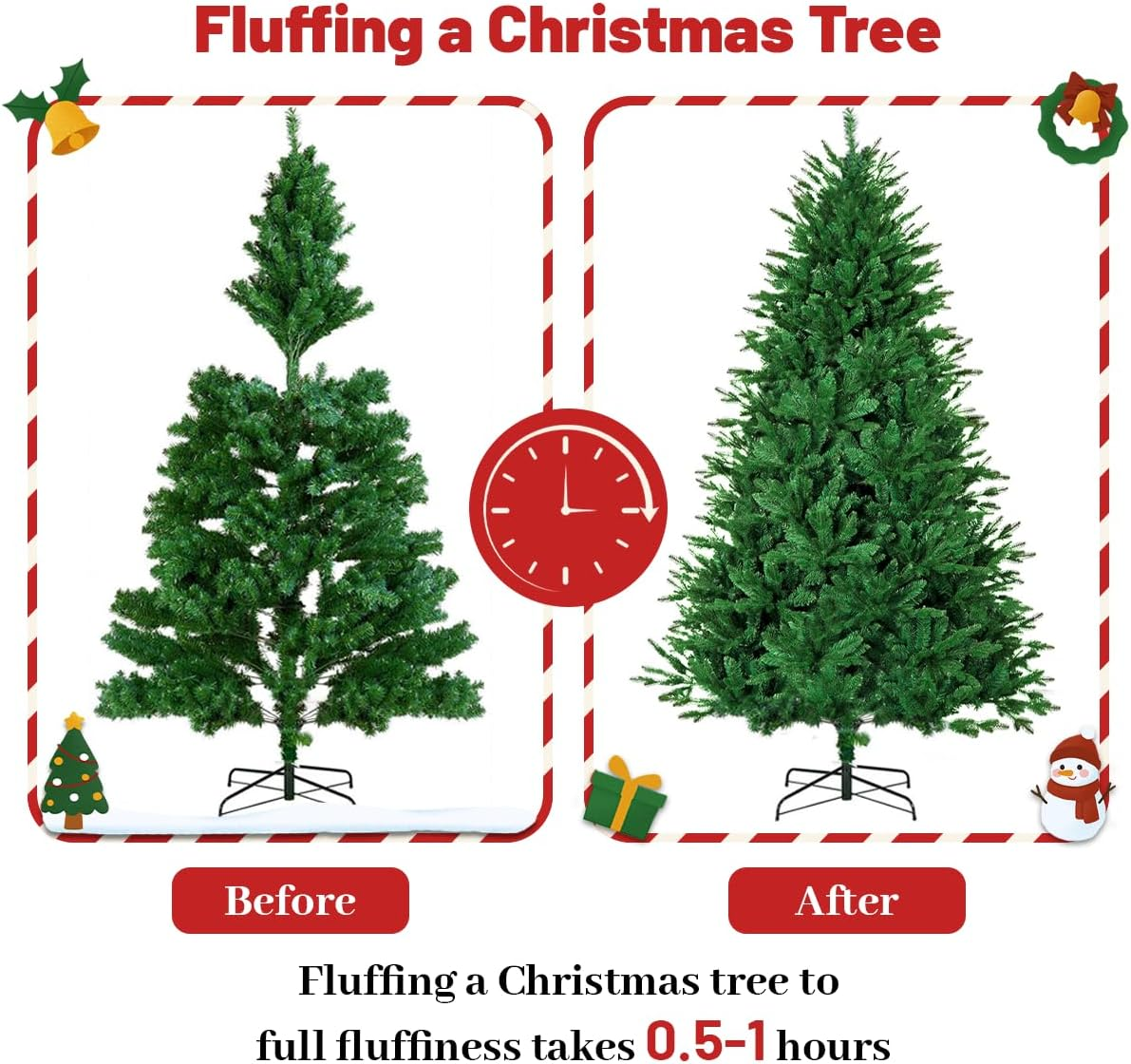 Miss Rui Christmas Tree 2.4M Artificial 1400 Tips Easy Assembly 8FT Fake Xmas Tree for Christmas Decorations Party Gift Home Garden Green image number 4