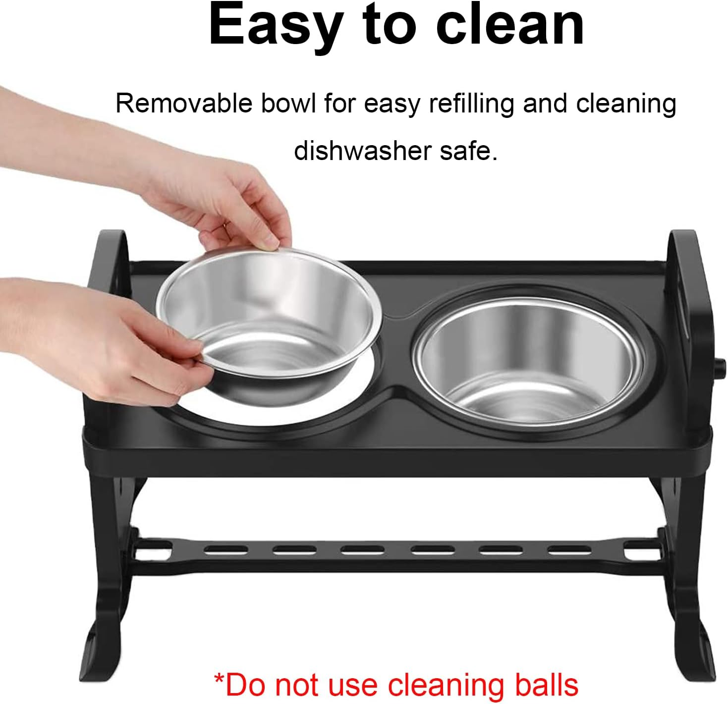 Elevated Dog Bowls with 4 Adjustable Heights, Dog Bowl Set with Stand, Non-Slip Feet, 2 Pack 400Ml Stainless Steel Pet Bowls for Small Medium Large Pets Dogs Cats image number 5