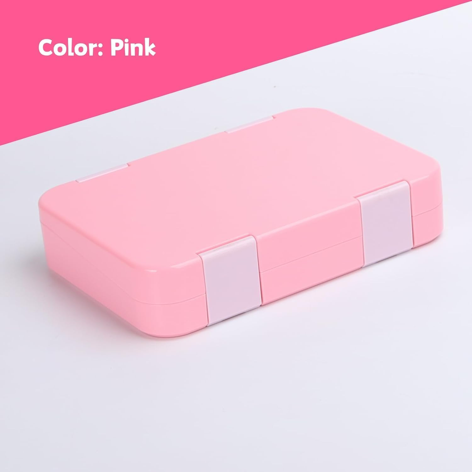 Bento Box, Double Buckle Leakproof Bento Lunch Box, Lunch Containers for Adult Kids with 5 Compartments, Snack Containers for on the Go Meal, Food Tray BPA Free (Pink) - Blue image number 5