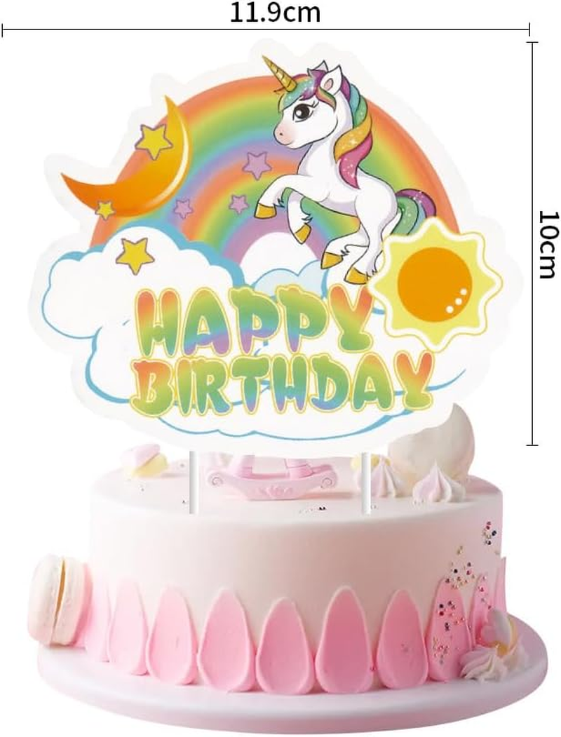 17Pcs Unicorn Theme Cupcake Toppers Unicorn Party Cake Decorations Rainbow Birthday Party Decoration Birthday Cake Toppers for Girls image number 1