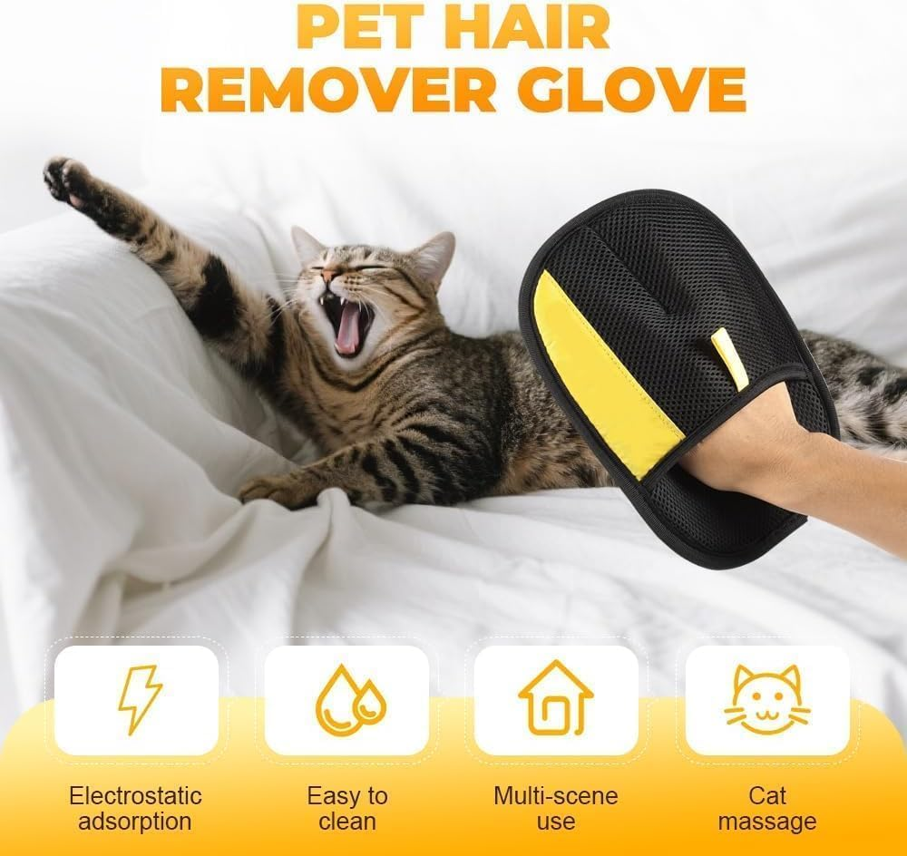 1 PCS Pet Hair Removal Glove,Upgraded Double Sided Electrostatic Pet Hair Removal Gloves,Reusable Pet Cat Dog Hair Remover Grooming Gloves for Couch,Carpet,Bed Sheets,Blankets,Clothes,Sofas image number 2