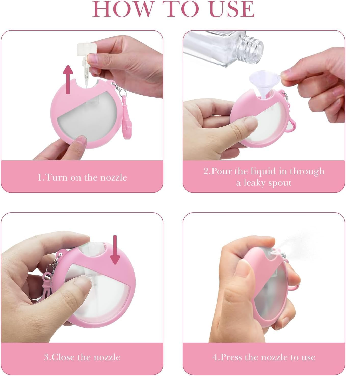 Refillable Card Spray Bottle Slim Design Cosmetic Atomizer, 4Pcs 25Ml Card Spray Bottle Refillable Plastic Perfume Atomizer with 4 Funnels image number 5