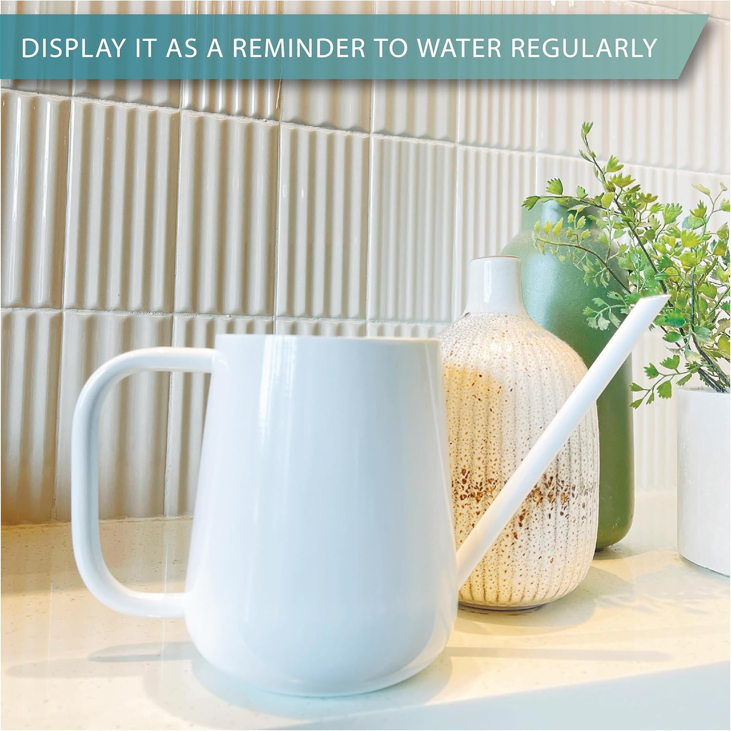 Metal Watering Can for Indoor Houseplants Outdoor Garden Long Sprout Water Can for Succulents Herb Bonsai Modern Garden Tool 33.8Oz/1000Ml (Brilliant White) image number 5