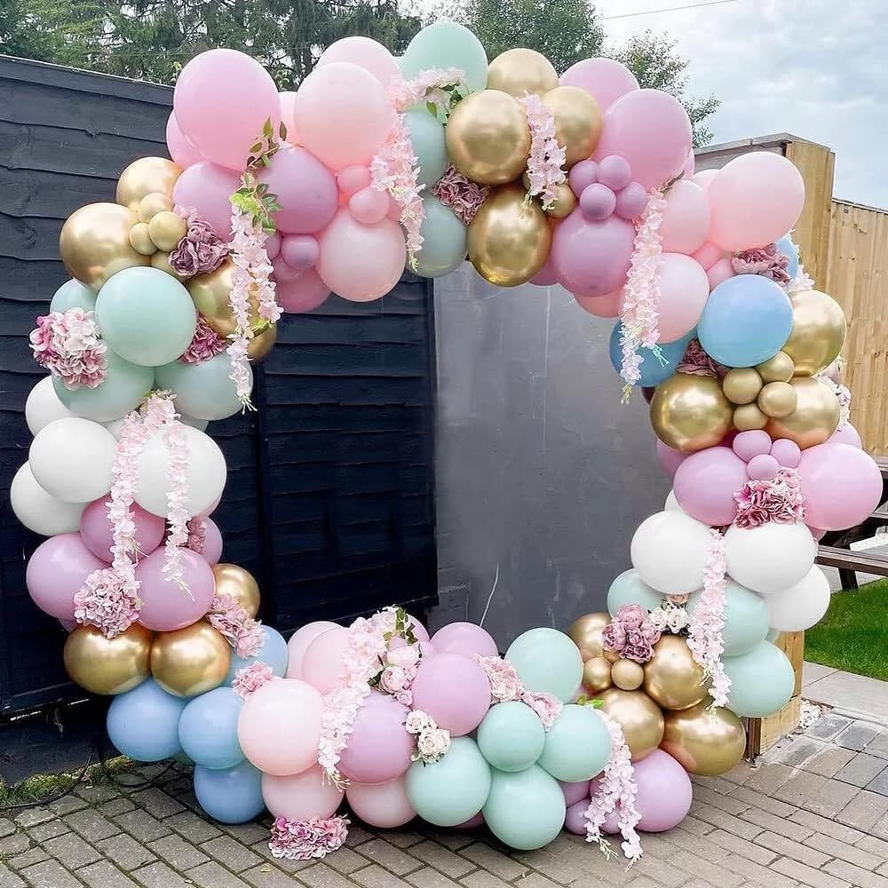 Pastel Balloon Arch Kit, 118Pcs Macaron Balloon Garland Kit Gold Confetti Metallic Rainbow Balloons for Birthday Baby Shower Wedding Bridal Engagement Anniversary Colorful Party Decorations - White And Silver image number 7
