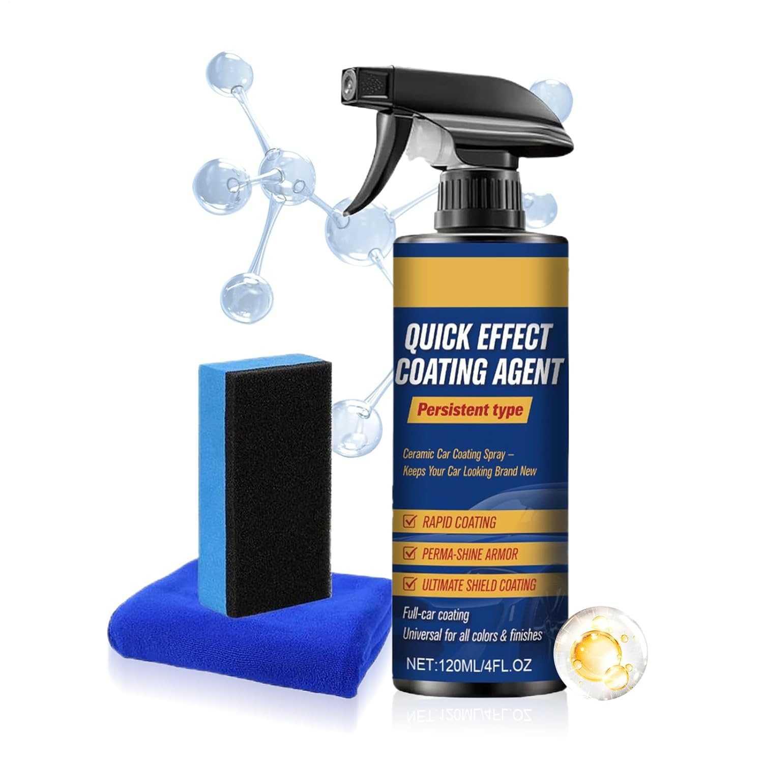 Ceramic Spray Coating, 120Ml Quick Effect High Gloss Automotive Polish, Car Ceramic Protection with Easy Application, Detailing Spray with Nano Formula, Coating Liquid for Windshield Tire Trim image number 3