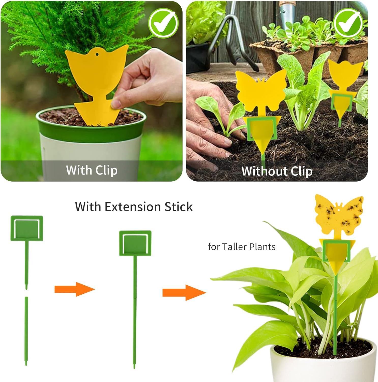 Gnat Trap Sticky Traps Dual Sided Yellow with Cable Ties Sticky Fly Trap for Mosquitos Fungus Gnats Flying Insects Ect Indoor and Outdoor Protect the Plant Non Toxic and Odorless 30Pcs Gnat Trap image number 2