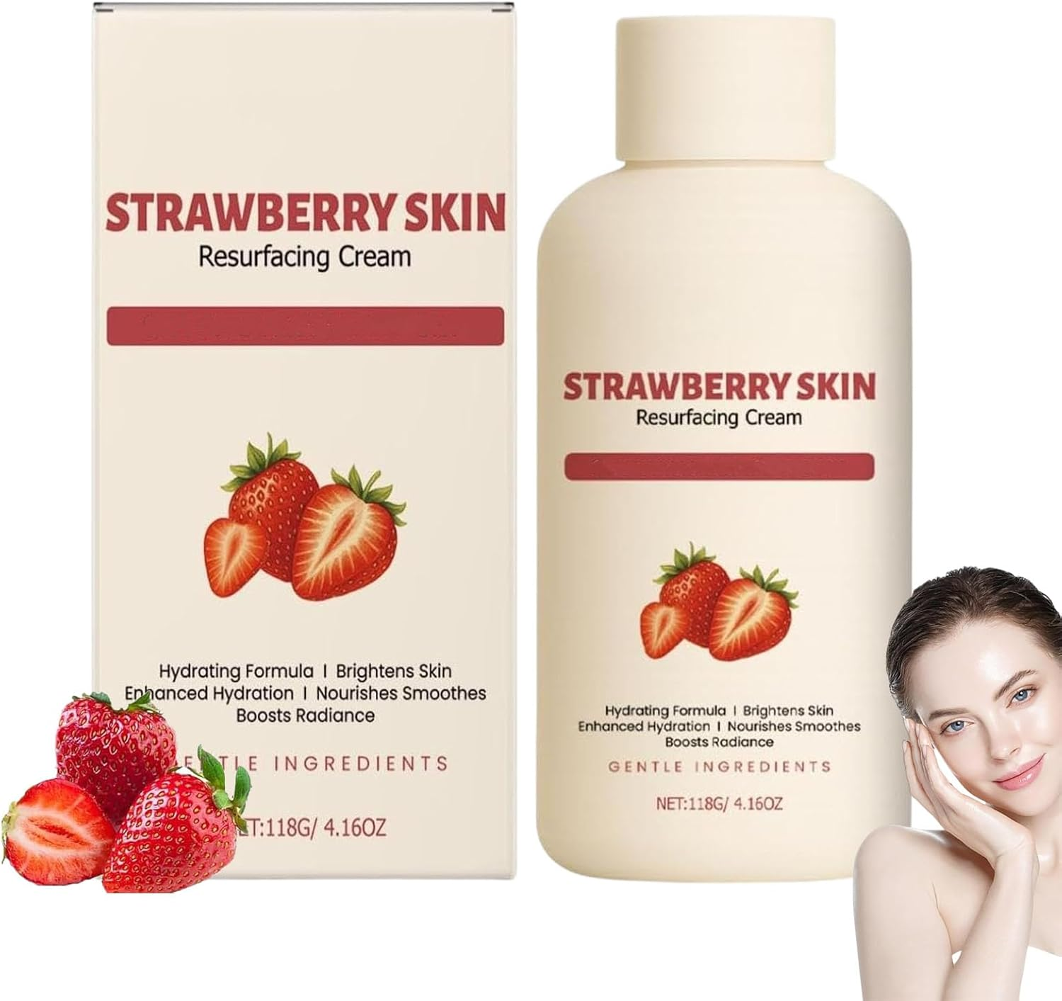 Strawberry Skin Resurfacing Cream, Strawberry S/Kin Treatment, Legs Treatment Body Cream, Anti-Wrinkle Moisturizing Lotion,Smooth Arm and Leg, Reduce Chicken Skin Bumps and Uneven Textures (2PCS)
