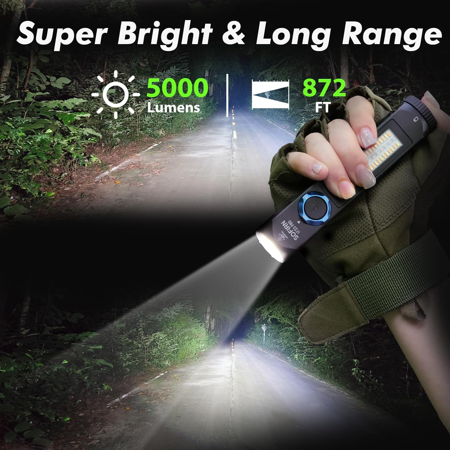 Sofirn IF23 Pro Torch Rechargeable 5000 High Lumens, Super Bright 3-In-1 Flashlight with Side White Light & RGB Color Light, 60 Leds, Magnetic Base, Simple UI for Home, Emergency, Camping, Work image number 3