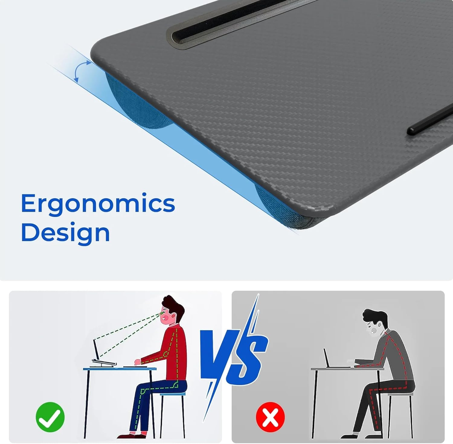 Lap Desk Laptop Tray with Cushion Support | Portable Laptop Stand with Built in Mouse Pad and Phone Holder | Lightweight Bed Sofa Floor Tablet Desk for Home Office and Travel image number 5