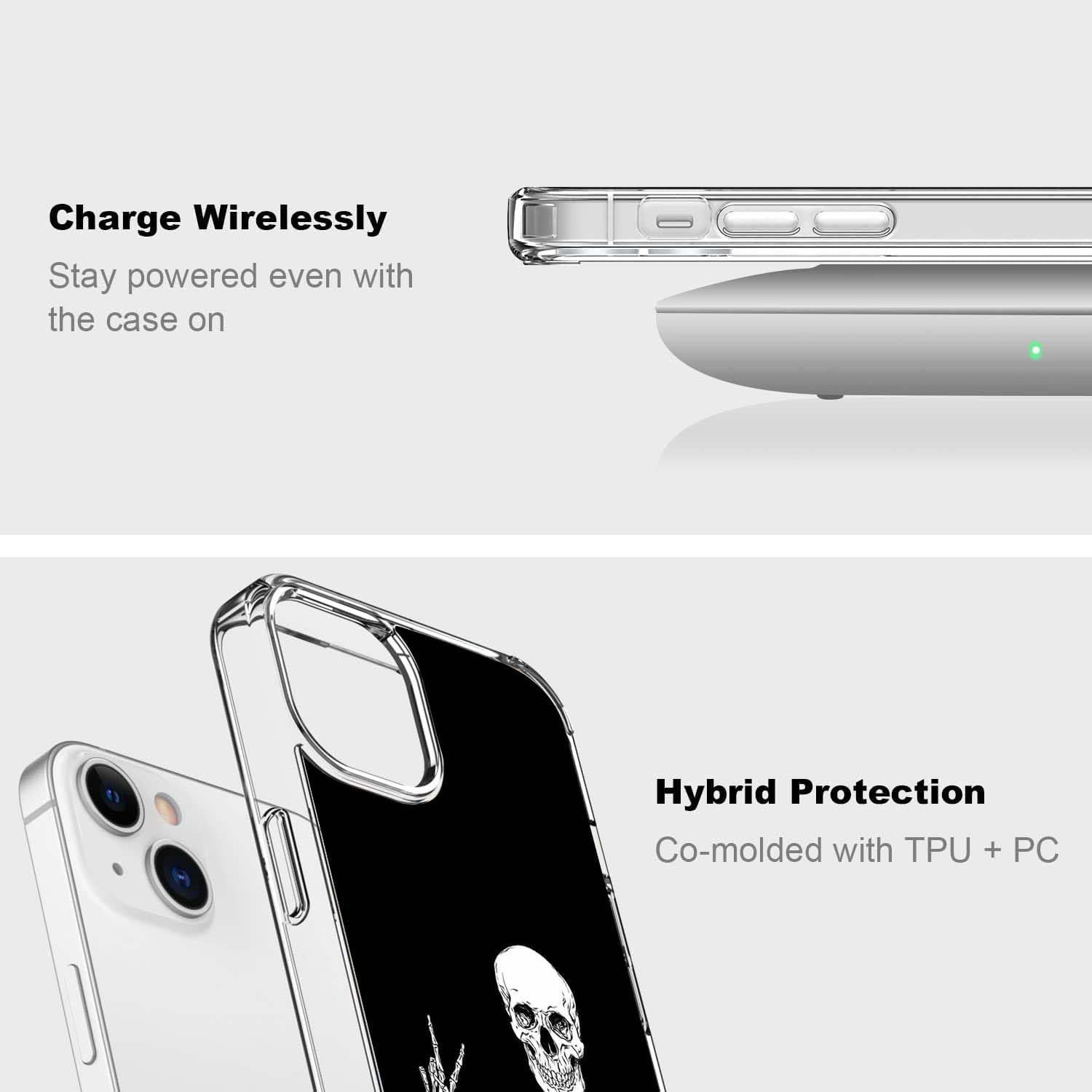 Hippie Skull Case Compatible with Iphone 13, Funny Skeleton Case for Iphone 13, Trendy TPU Phone Case Cover image number 1