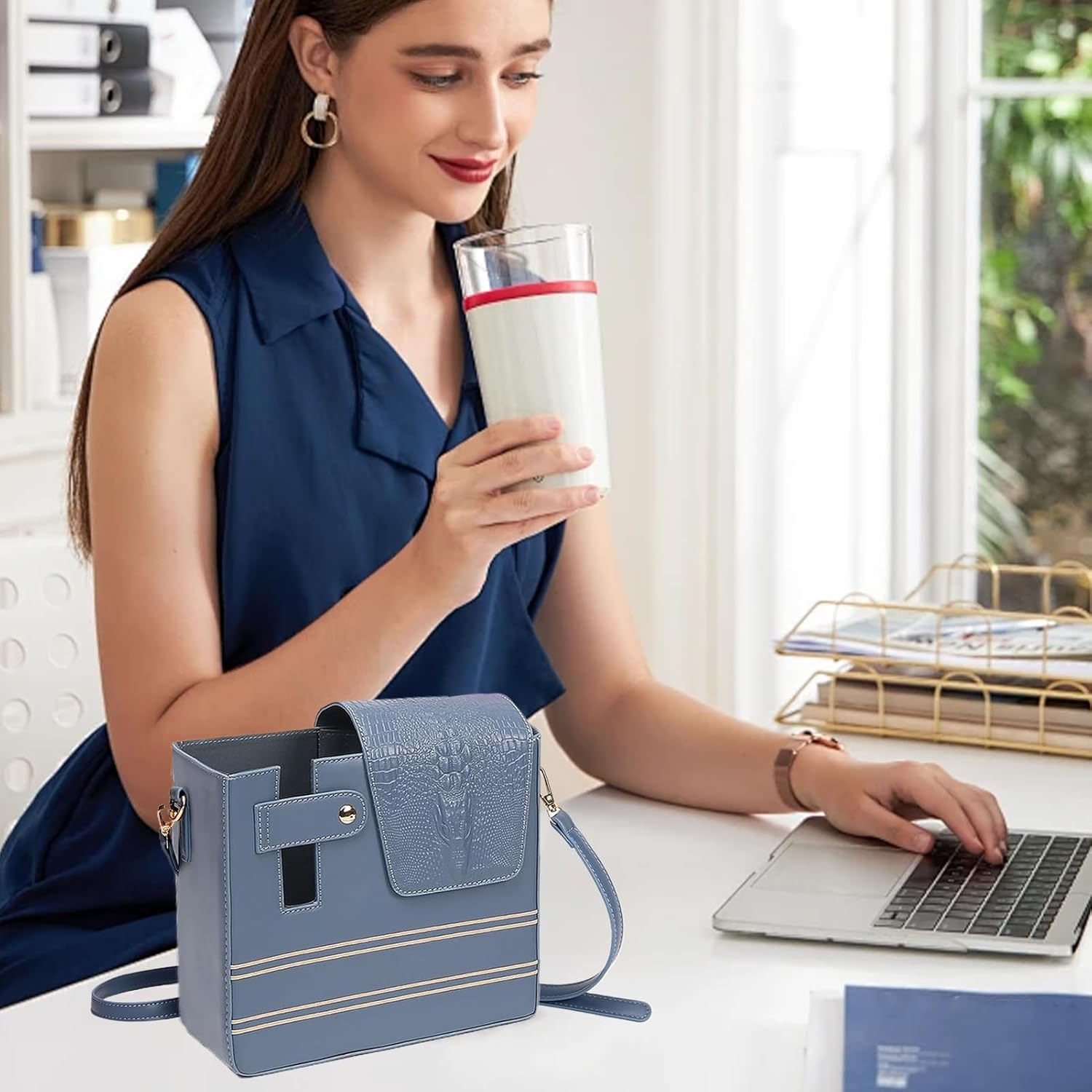 Water Bottle Purse,Waterproof Shoulder Purse | Water Bottle Holder Bag,Strap Pockets for Outdoor Sports Gym Walking Hiking Travel Commuting Camping Cycling - Purple image number 7