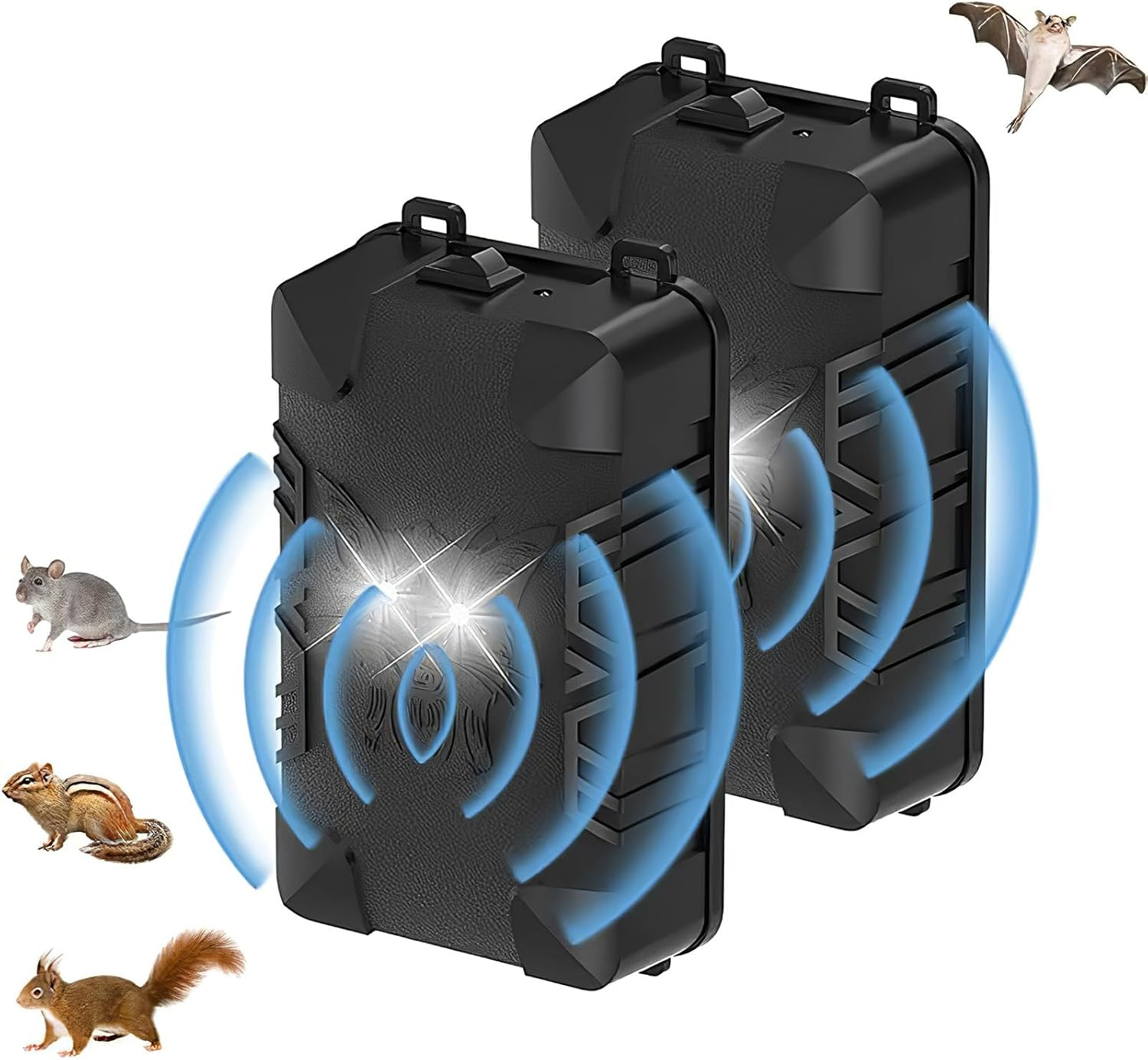 7JI 2 Pack High Frequency Battery Operated Strobe Light Rodent Repellent, under Hood Mouse Squirrel Rat Deterrent, Smart Detectio Keep Rodents Boat Garage, Out of Car, Sound Frequency 16 Khz image number 1