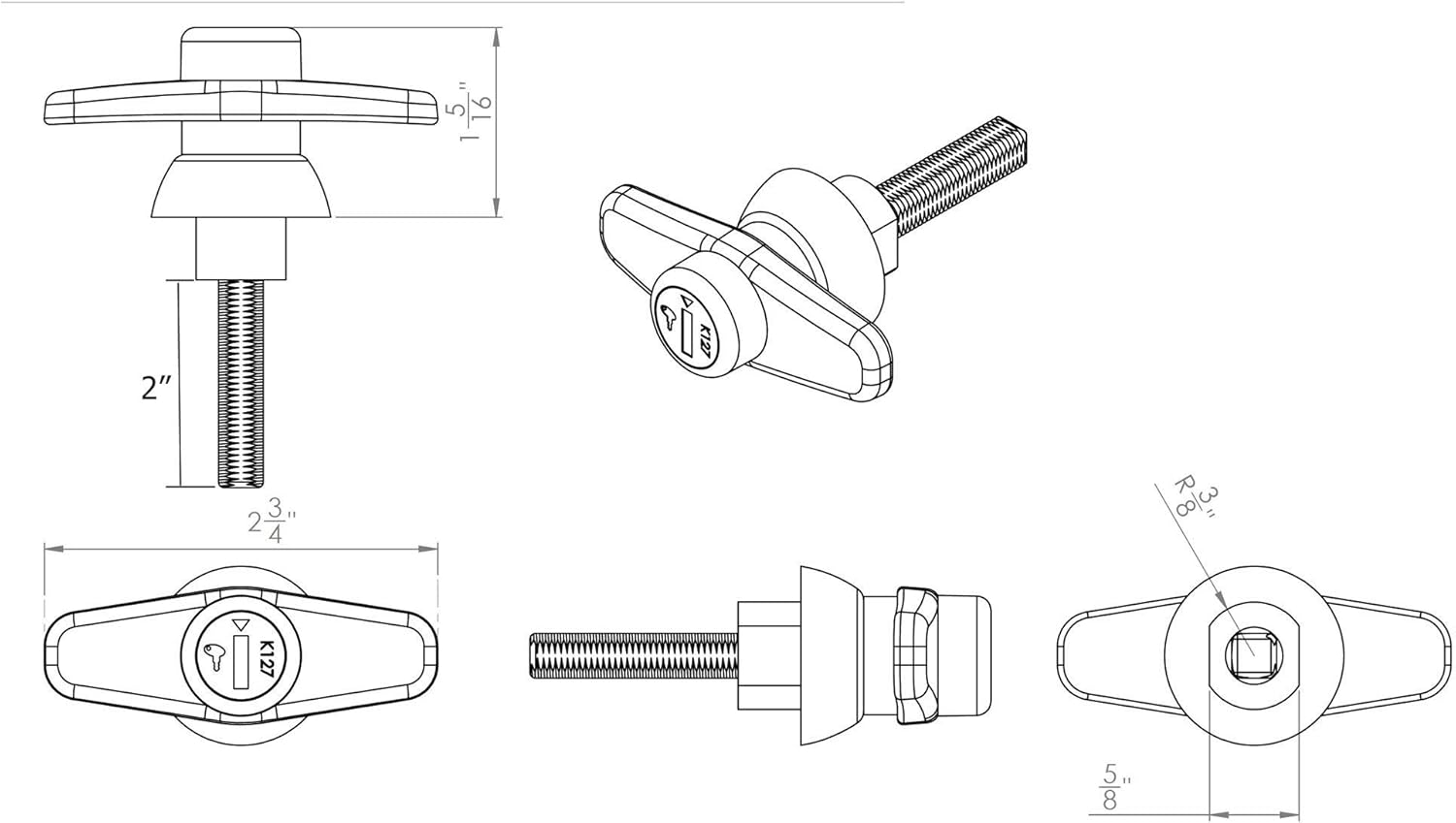 Bauer Truck Cap Bonded Door T-Handle Lock T500-4 image number 2