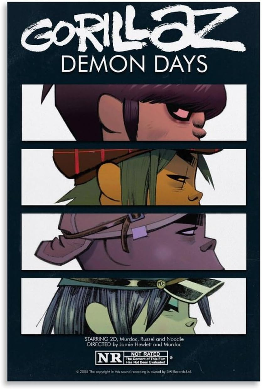 Gorillaz Poster Virtual Band Music Collage Cover Poster Canvas Painting Wall Art Picture Home Decor Print for Bedroom Living Room Dorm Study Bar Office 12X18Inch(30X45Cm) image number 5