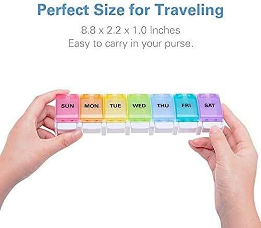 7 Day Pill Organizer, Large Push Button Weekly Pill Box for Pills/Vitamin/Fish Oil/Supplements image number 2