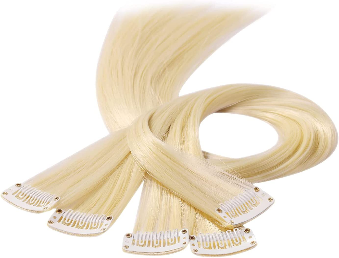 Beauty7 Braiding Hair Extensions Clips Synthetic Fiber Hair Extensions Straight Hairpieces Braid Hair Clips Braiding for Hair Extension for Girls Women 50Cm/20Inch 5 Pcs Hair Accessories Deep Purple