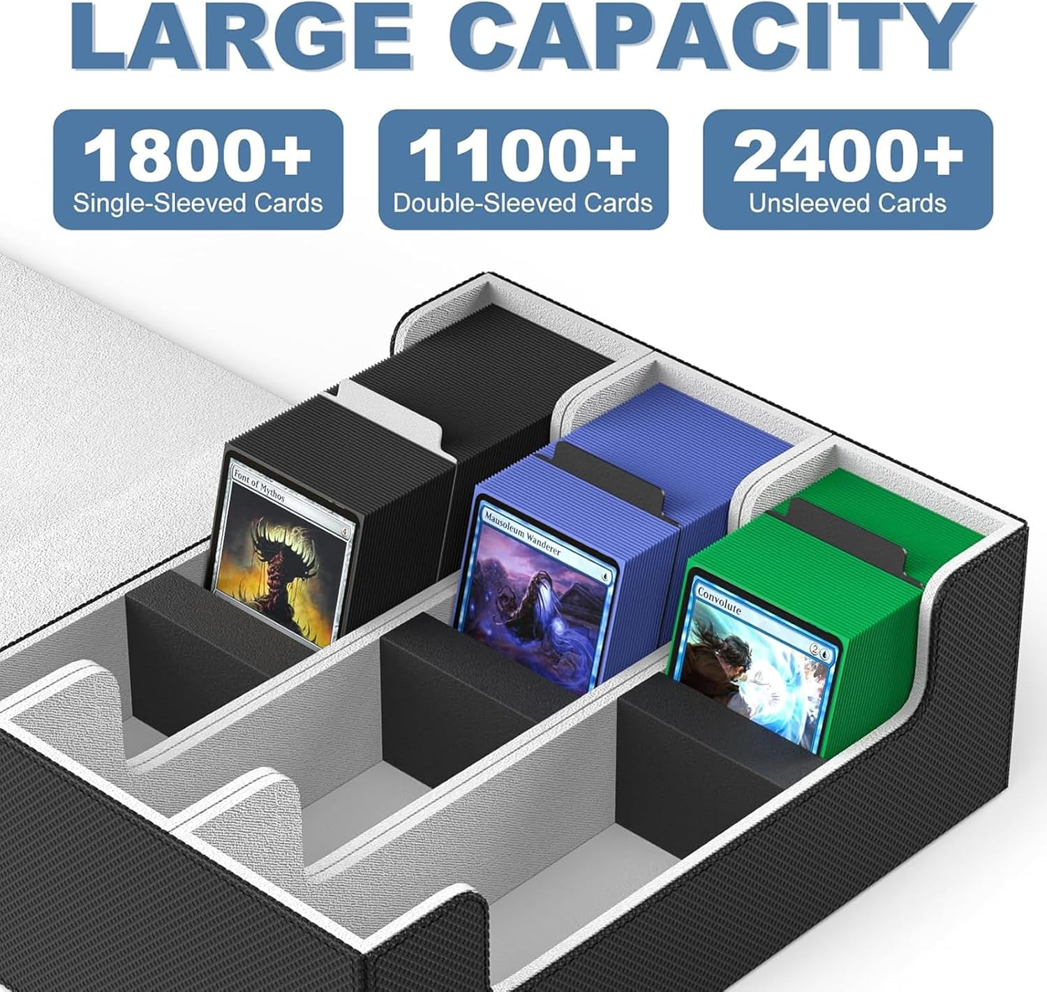 Card Deck Case for Trading Cards 1800+, Leather Magnetic Closure Trading Storage Box Protectors for Yugioh, MTG, TCG, Sport Card, Magic Game Cards, 29 * 25 * 11Cm image number 3