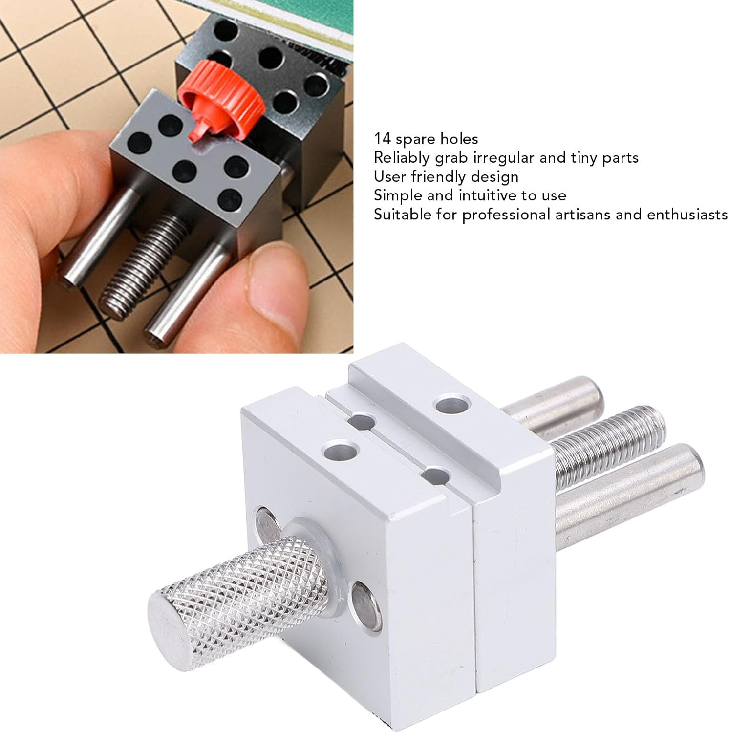 Mini Vise Vice Clamp Adjustable Handheld Tool with 14 Stainless Steel Rods for Jewelry Making Craft Electronics Repair image number 6