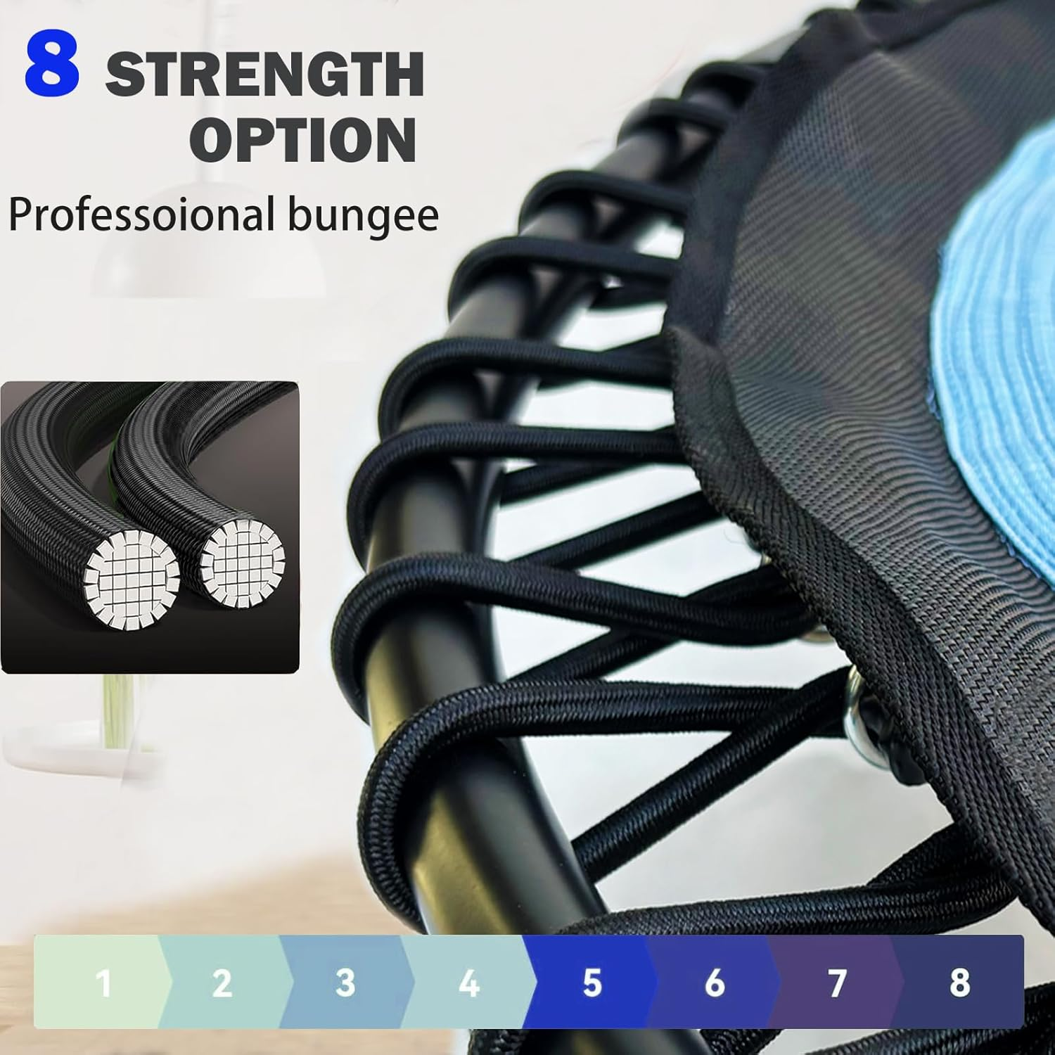 HOMKAI 48" Foldable Mini Trampoline Rebounder,Fitness Trampolines,T Shape Adjustable Foam Handle, Stable & Quiet Exercise Rebounder for Kids Adults Indoor Outdoor Workout, Blue