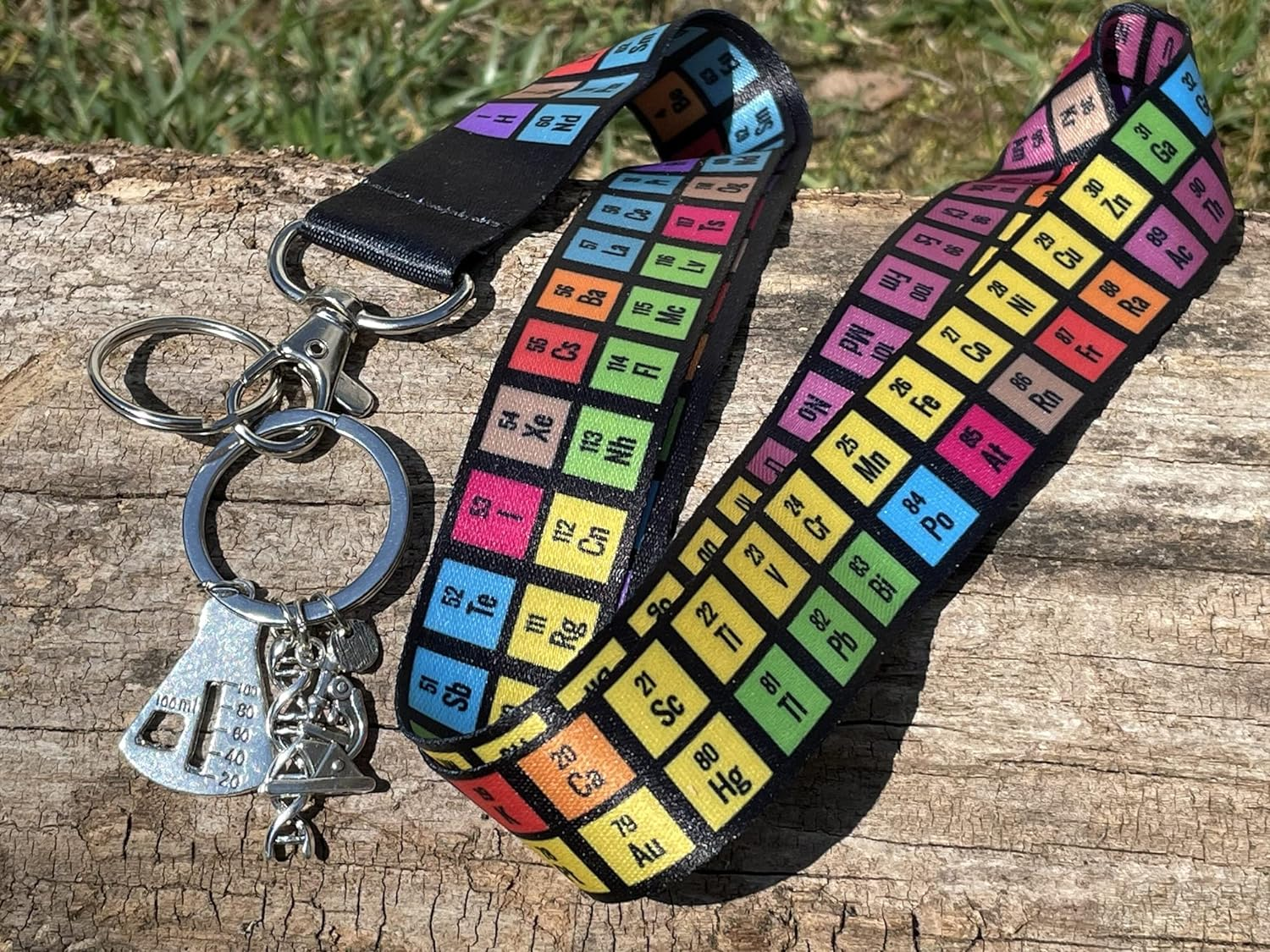 Zastic! Periodic Table of Elements Lanyard - Perfect Chemistry Gift & Great for Science Teachers - 18 Inches Long with Nerdy Keychain Charm, Black image number 3