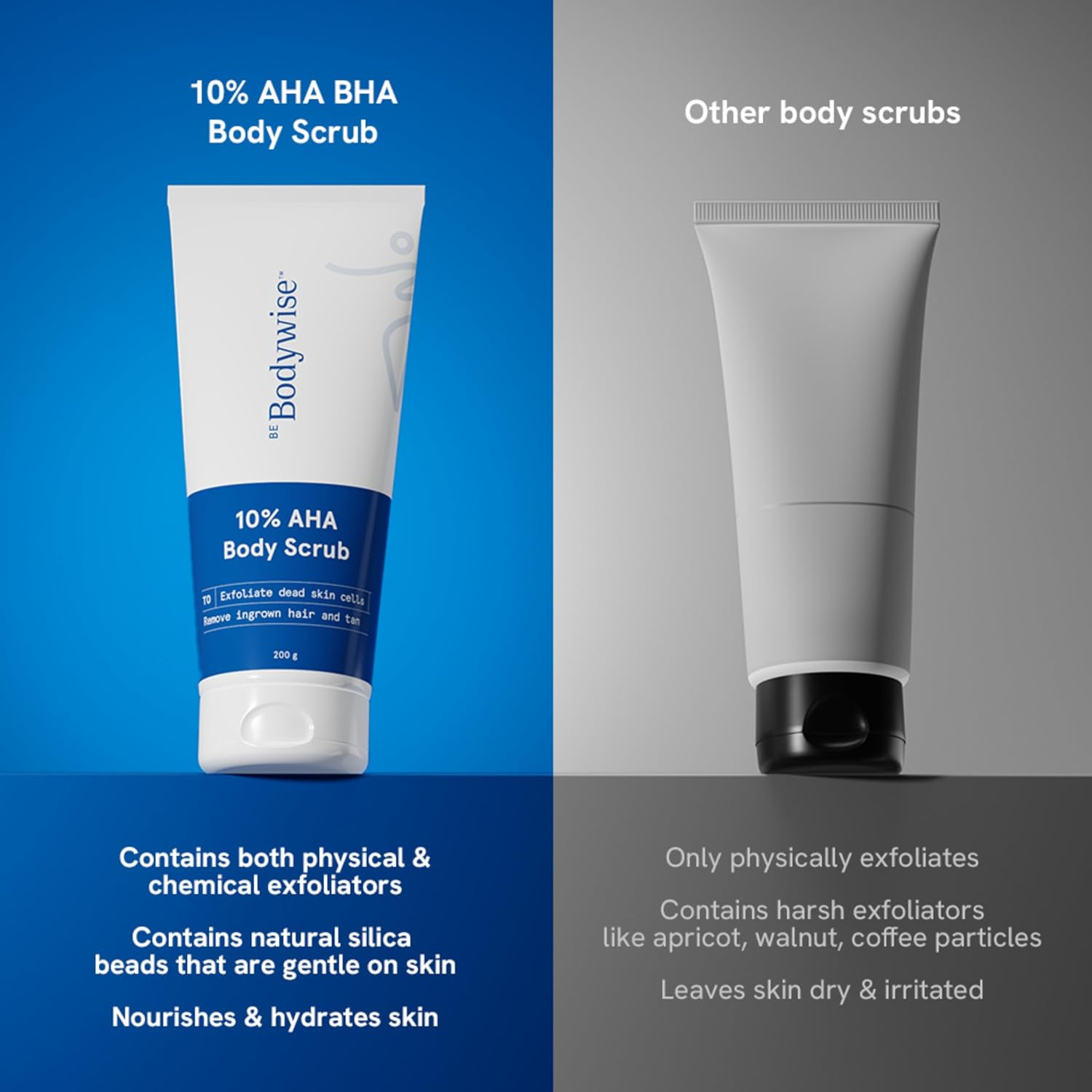 Be Bodywise 10% Lactic AHA Exfoliating Body Scrub 200G | Tan Removal & Soft-Smooth Skin | De-Tan Bathing Scrub with Centella Water & Aloe Vera, Removes Dirt & Dead Skin from Neck, Knees, Elbows & Arms | All Skin Types image number 6