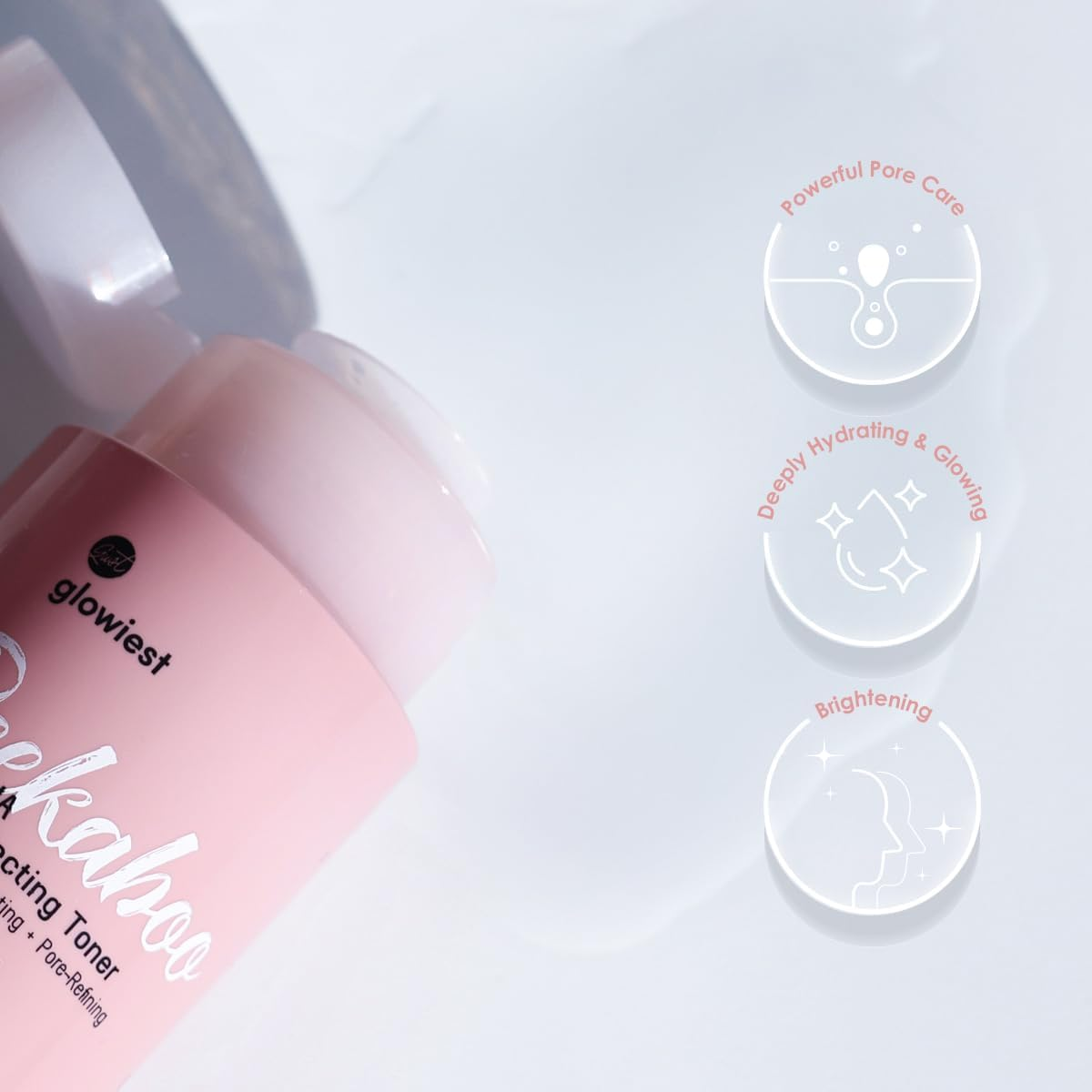 Glowiest AHA PHA Skin Perfecting Peekaboo Toner - K-Beauty Face Toner, Exfoliating Treatment, Blemishes, Niacinamide, Pore Refining, Hydrating L Witch Hazel Toner (Small) image number 5