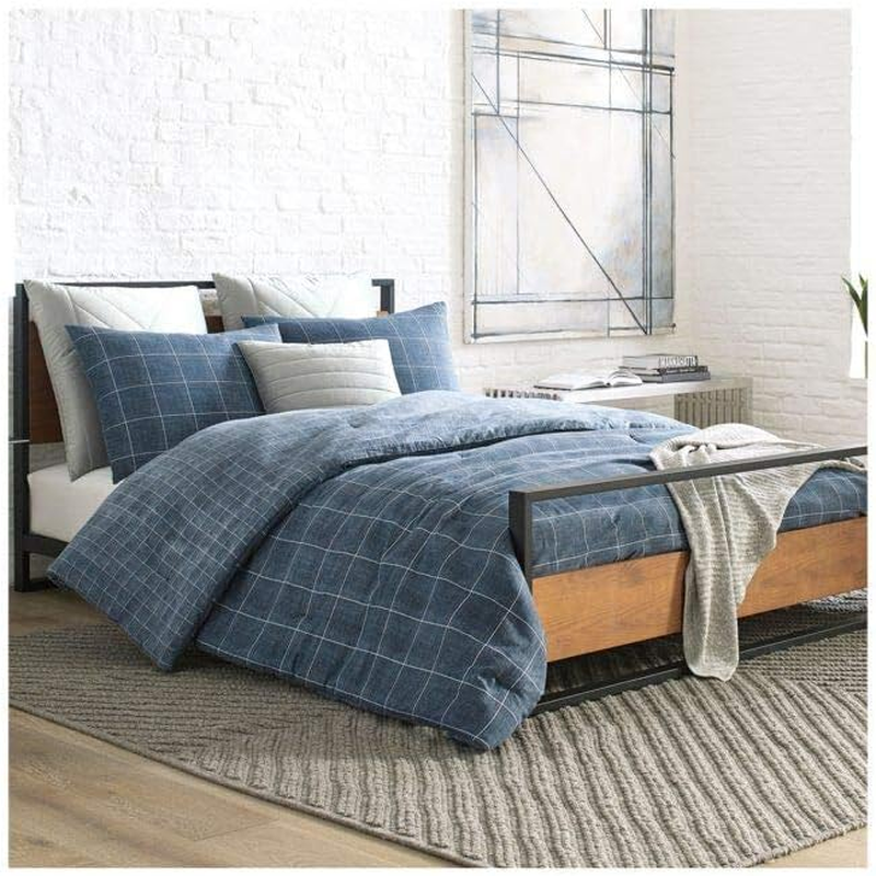 Kenneth Cole New York Holden Grid Blue Full/Queen Duvet Cover Set