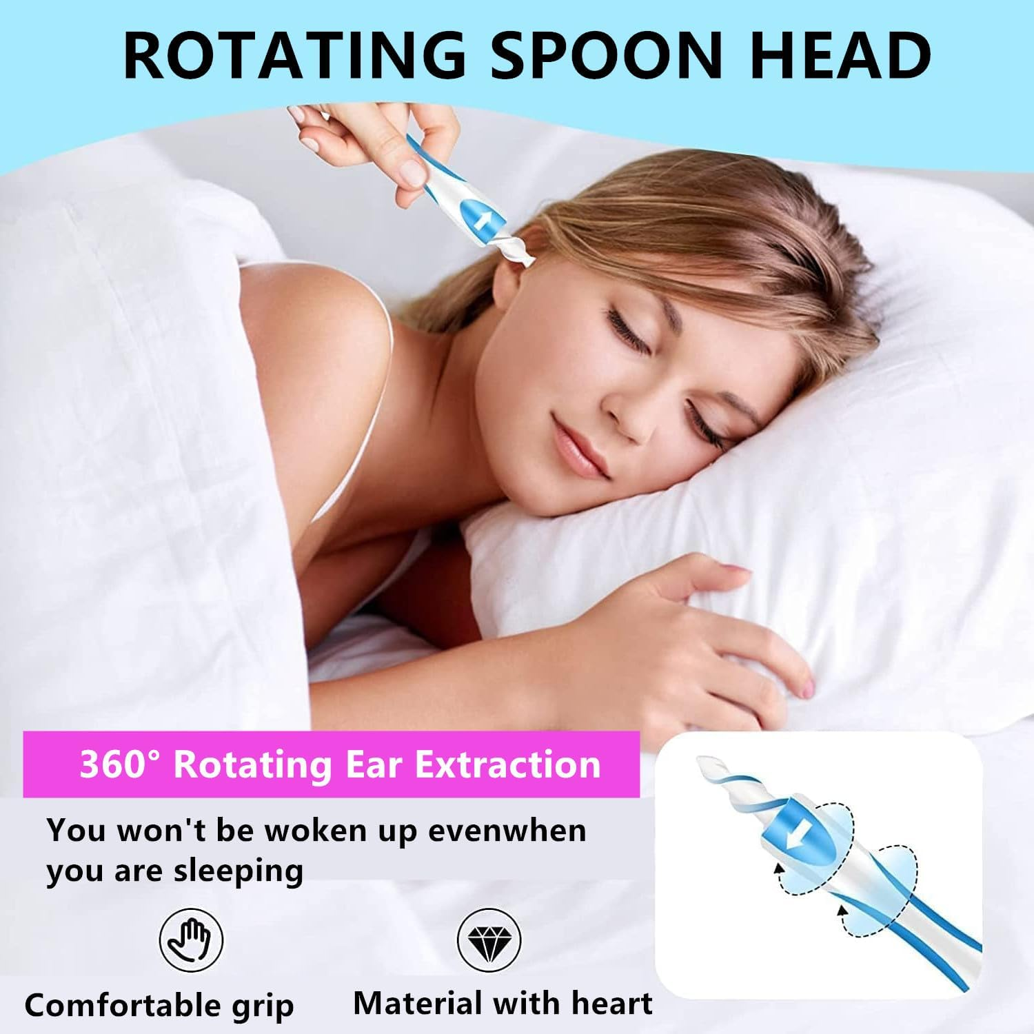 Earwax Remover Tool,Spiral Earwax Removal Tool，Reusable Earwax Removal Kit Safe Ear Cleaner with 16 Pcs Soft and Flexible Replaceme,Ear Cleaner Earwax Removal，The Best Choice for Removing Earwax image number 5