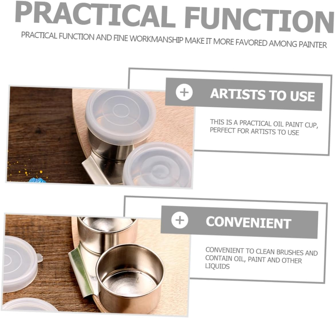 Homoyoyo Stainless Steel Brush Washing Pots with Lid 2Pcs Mixing Containers for Artists Portable Paint Cleaner Suitable for Oil Painting and Brush Cleaning image number 4