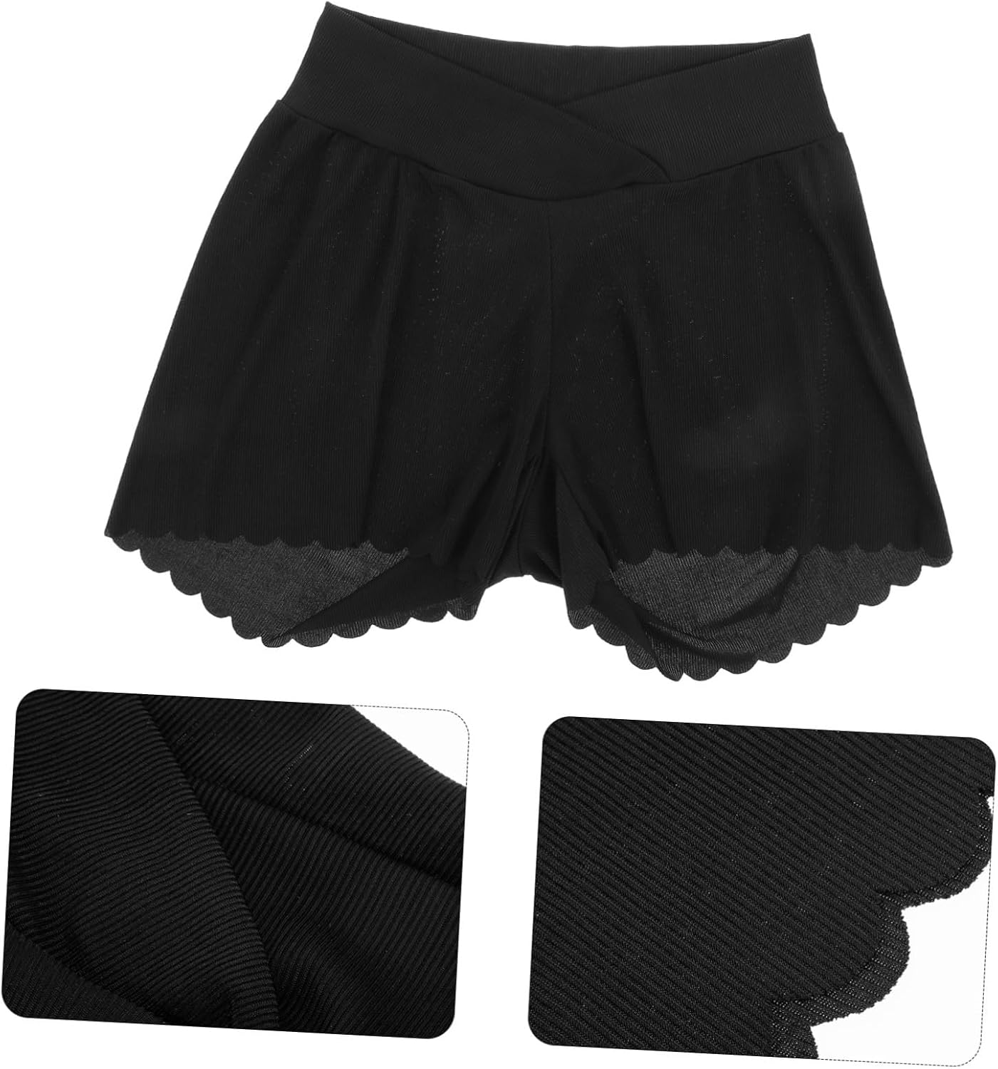 SAFIGLE Maternity Shorts High Waist over Belly Lightweight plus Pregnancy Shorts Breathable Cozy Soft for Home Postpartum and Outdoor Use Black image number 4