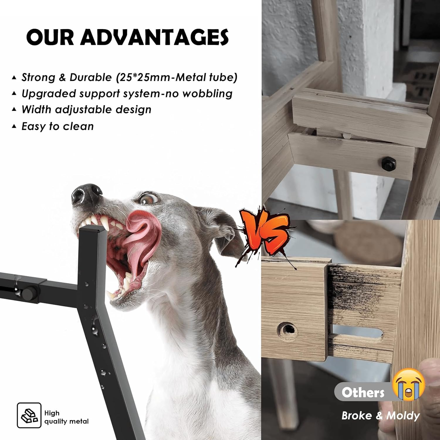 Bowl Stand for Medium Large Dogs, Adjustable Width Elevated Bowls for 7-10.6" Wide, Raised Food & Water Bowls, 11 Inch Tall Single Holder, Black (Bowl Not Included) image number 4