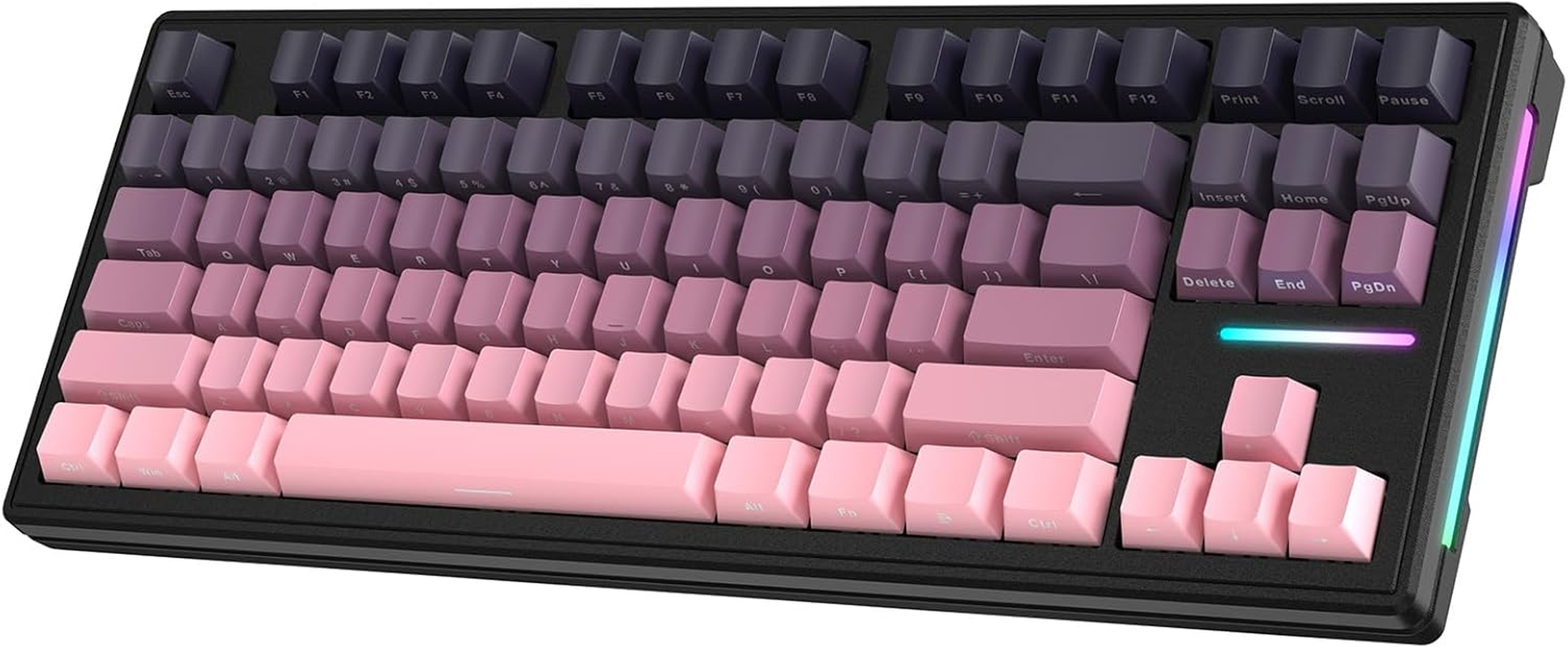 ATTACK SHARK TKL Wireless Mechanical Gaming Keyboard, Bluetooth 5.0/2.4G/USB-C Wired Hot Swap RGB Keyboard 80%, Linear White Switches Gradient Side Print PBT Keycaps for PC Mac - Burr image number 6