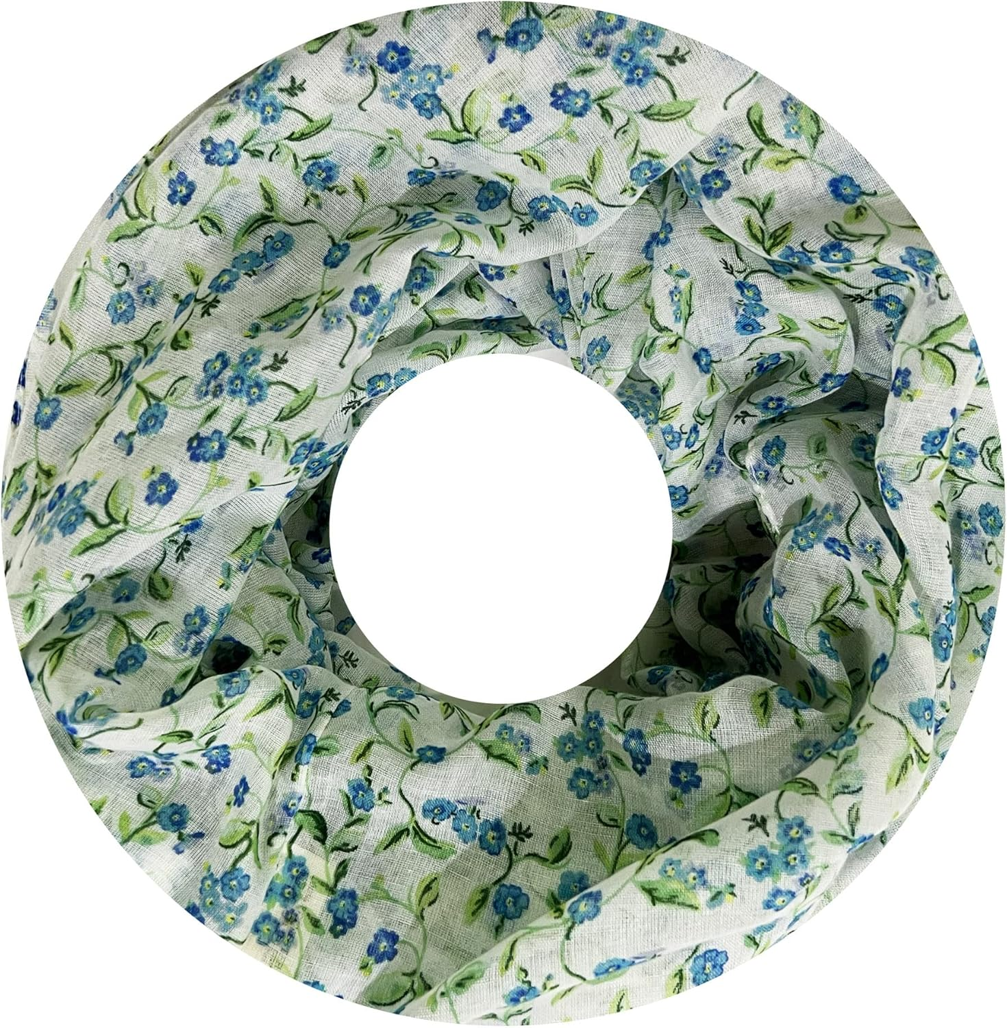 Lina & Lily Forget-Me-Not Flower Print Women'S Infinity Scarf Lightweight Snood - Black image number 5